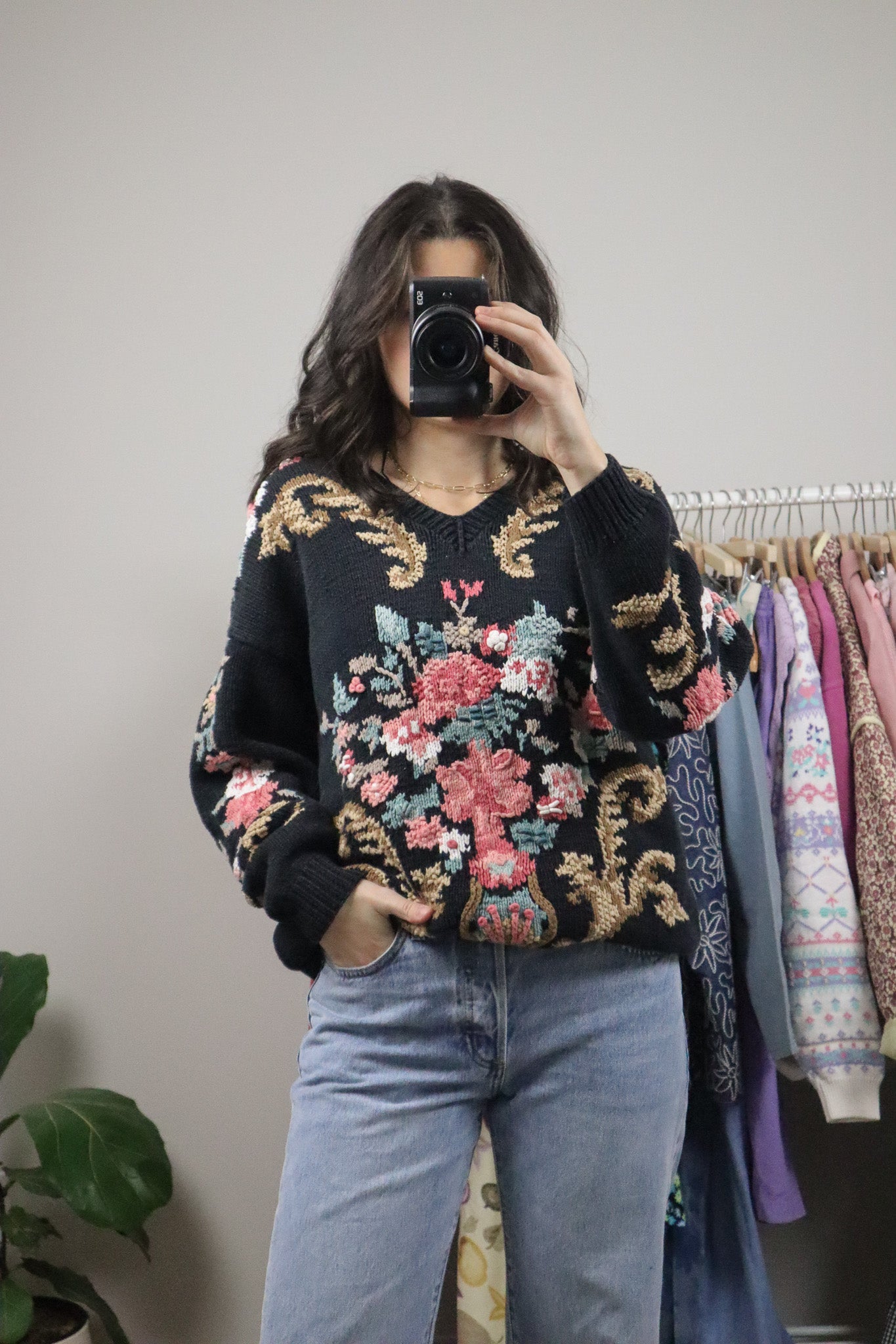 Vintage x Hand Knit Graphic Chunky Knit (M/L)