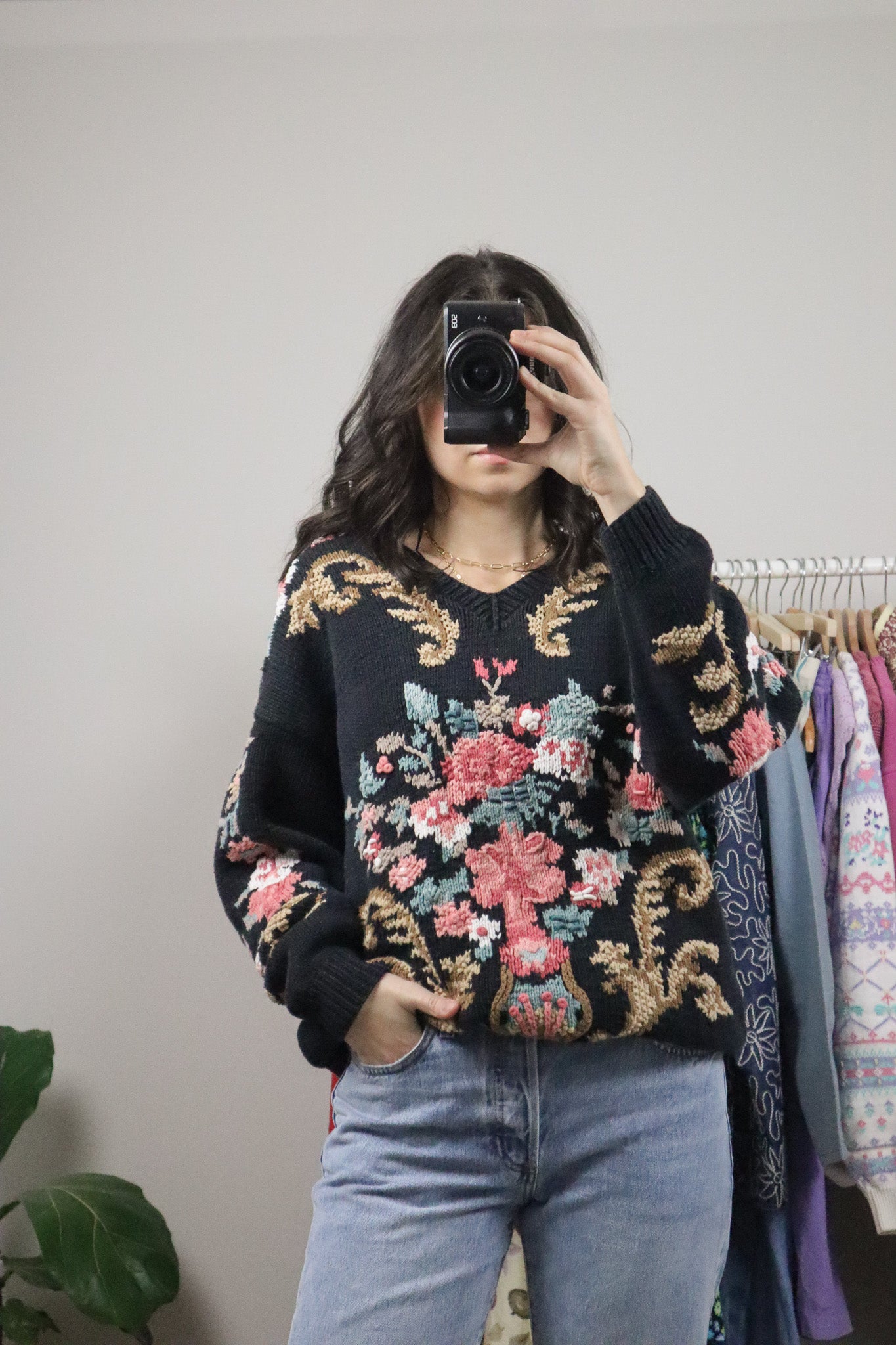 Vintage x Hand Knit Graphic Chunky Knit (M/L)
