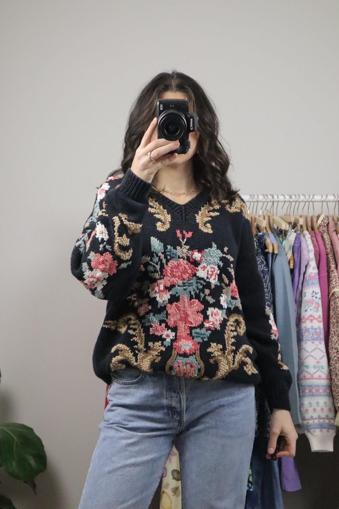 Vintage x Hand Knit Graphic Chunky Knit (M/L)