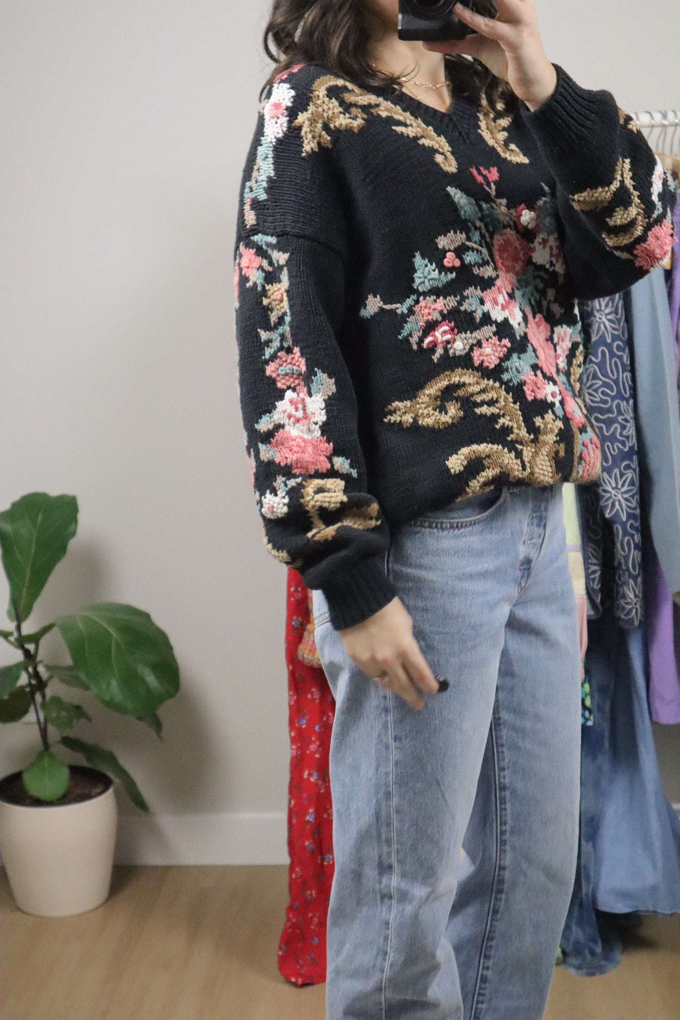 Vintage x Hand Knit Graphic Chunky Knit (M/L)