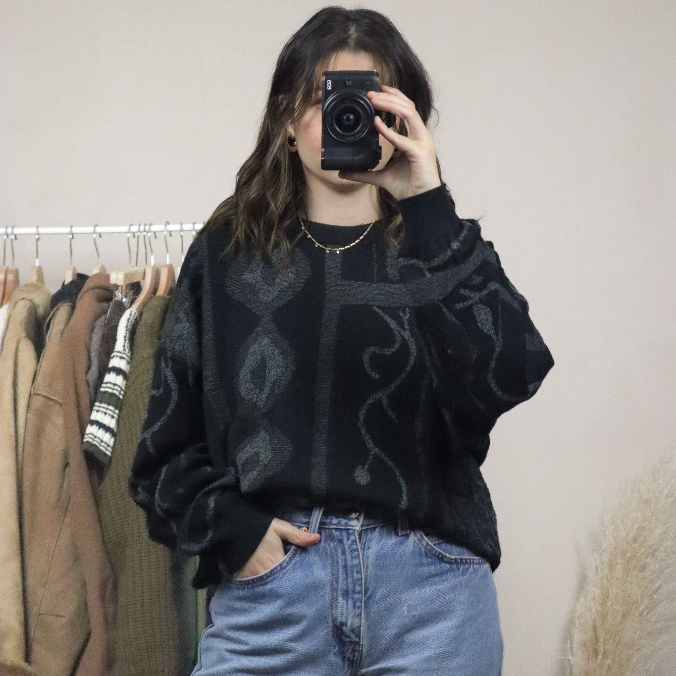 Made in Germany x Vintage x Patterned Wool Blend Knit (L/XL)