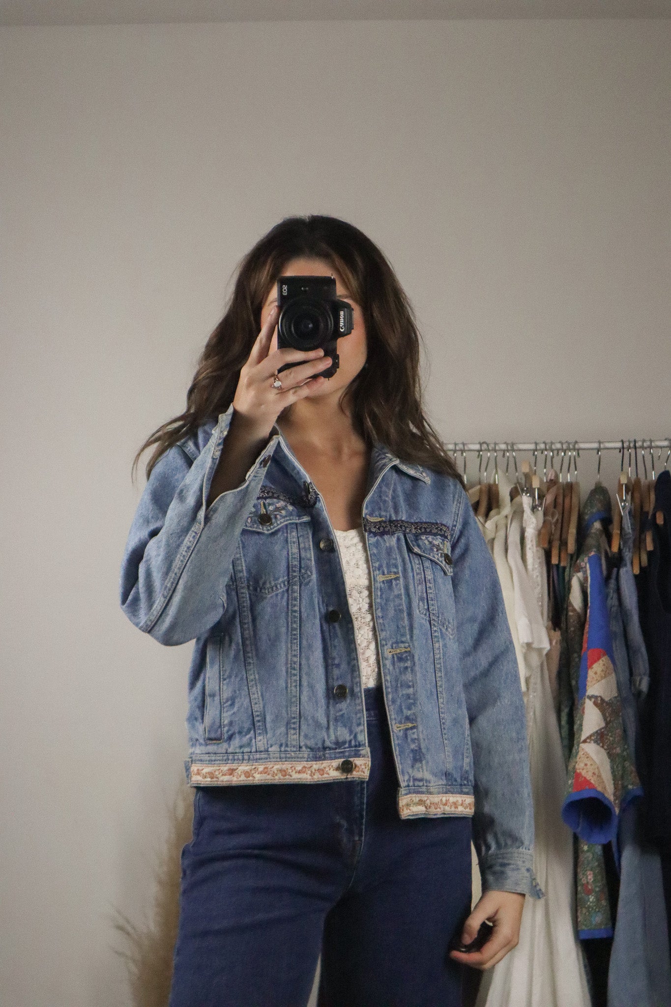 Vintage x Floral/Embroidered Denim Jacket (XS/S)