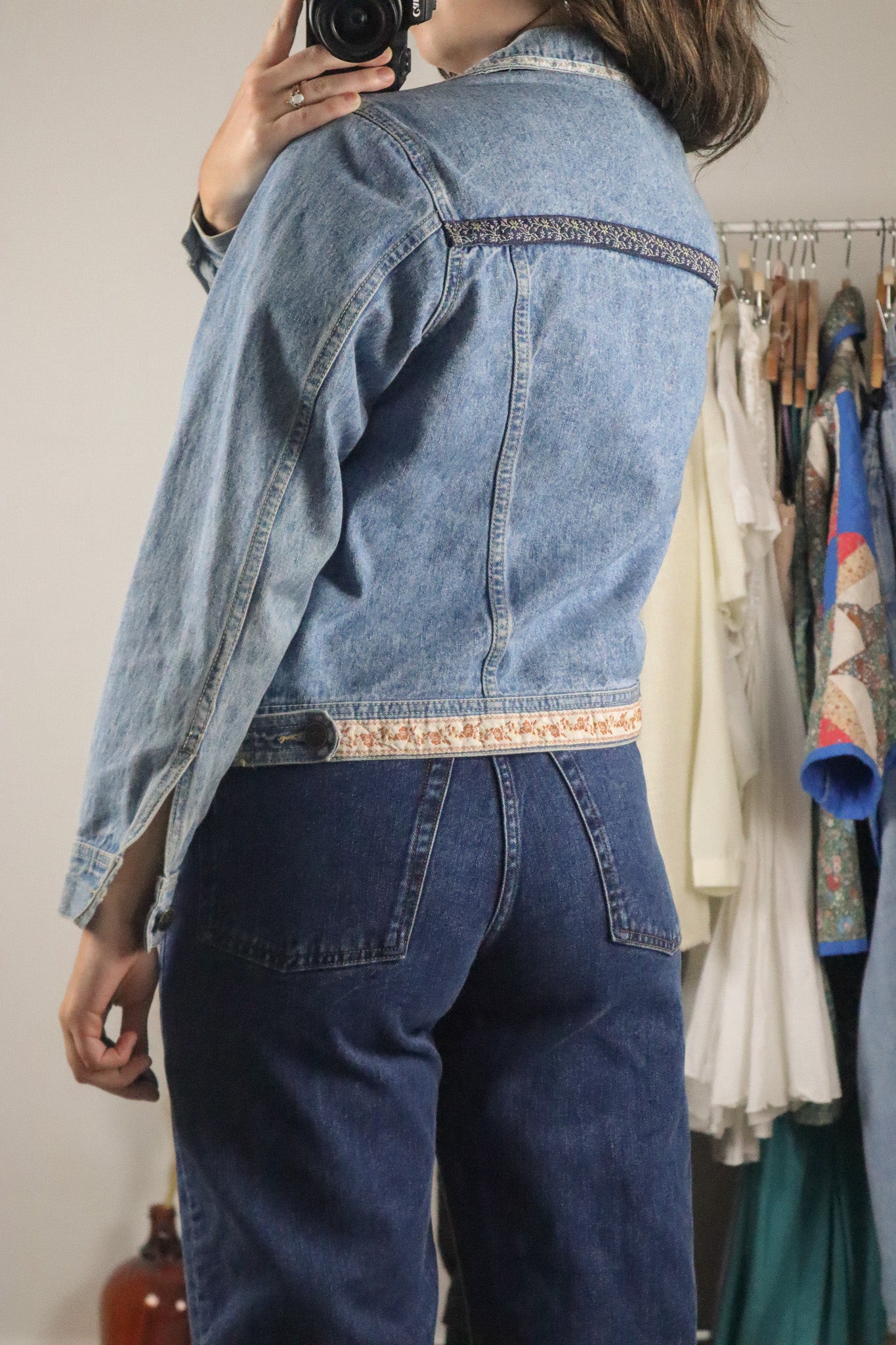 Vintage x Floral/Embroidered Denim Jacket (XS/S)