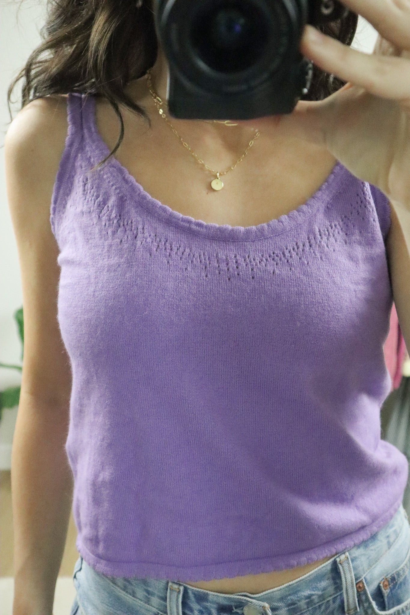 Vintage x Silk/Angora Cropped Knit Tank (4-8)