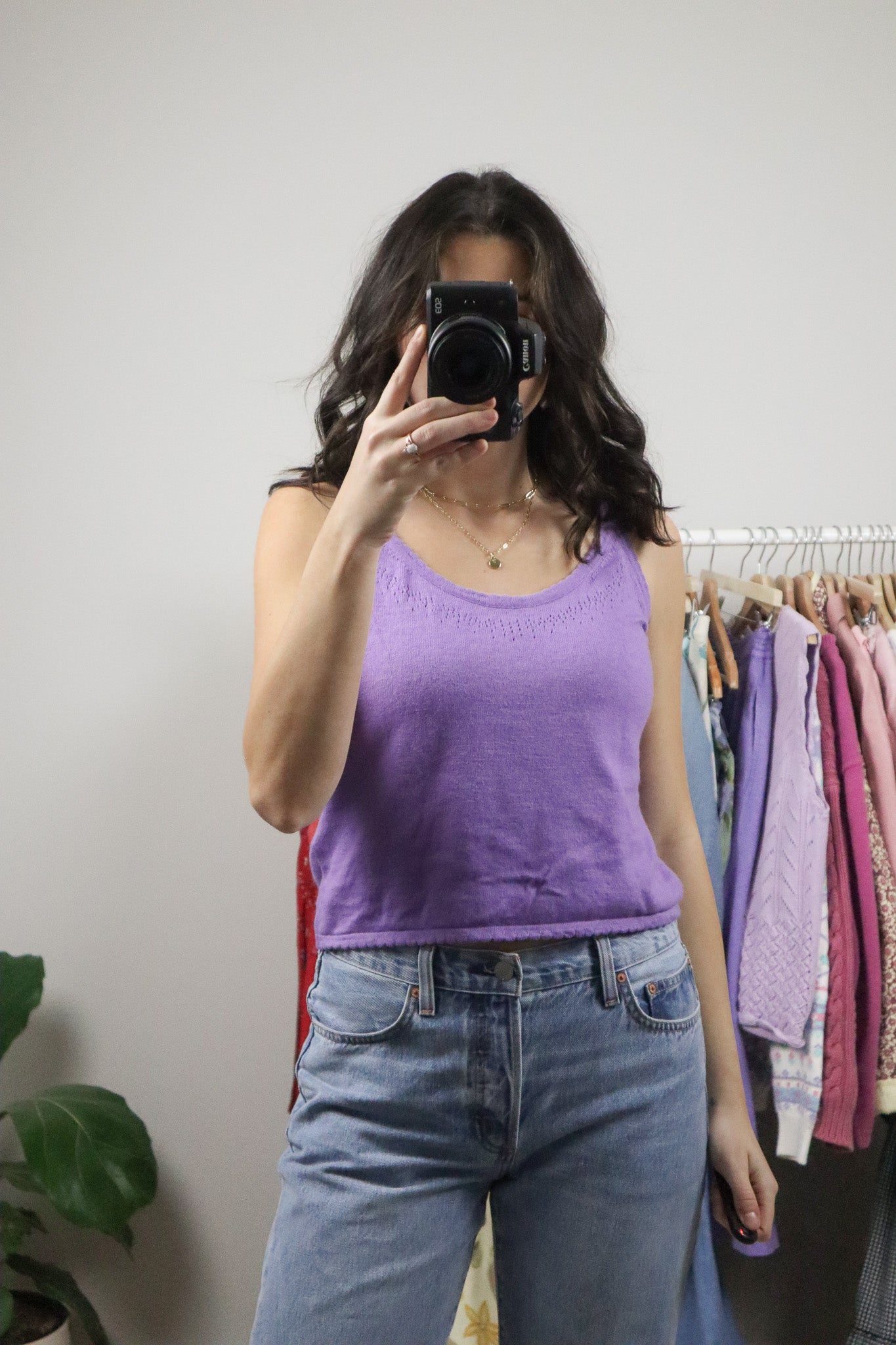 Vintage x Silk/Angora Cropped Knit Tank (4-8)