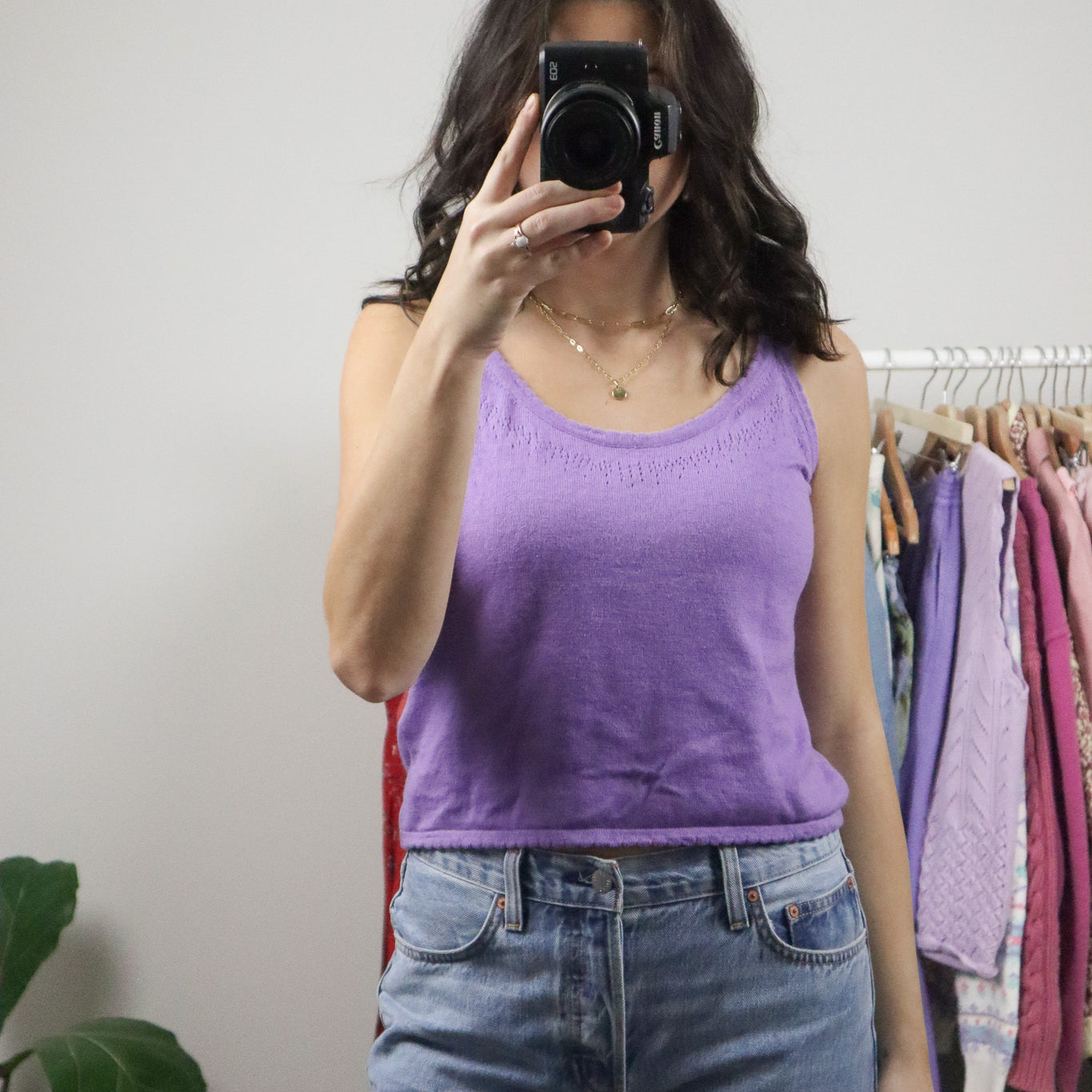 Vintage x Silk/Angora Cropped Knit Tank (4-8)