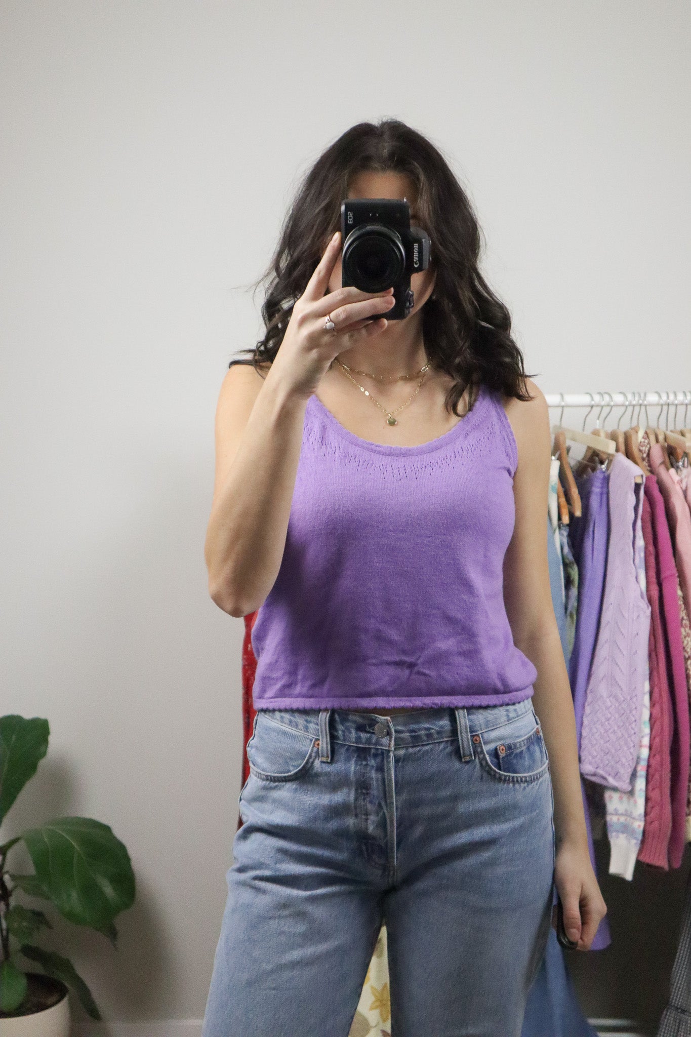 Vintage x Silk/Angora Cropped Knit Tank (4-8)