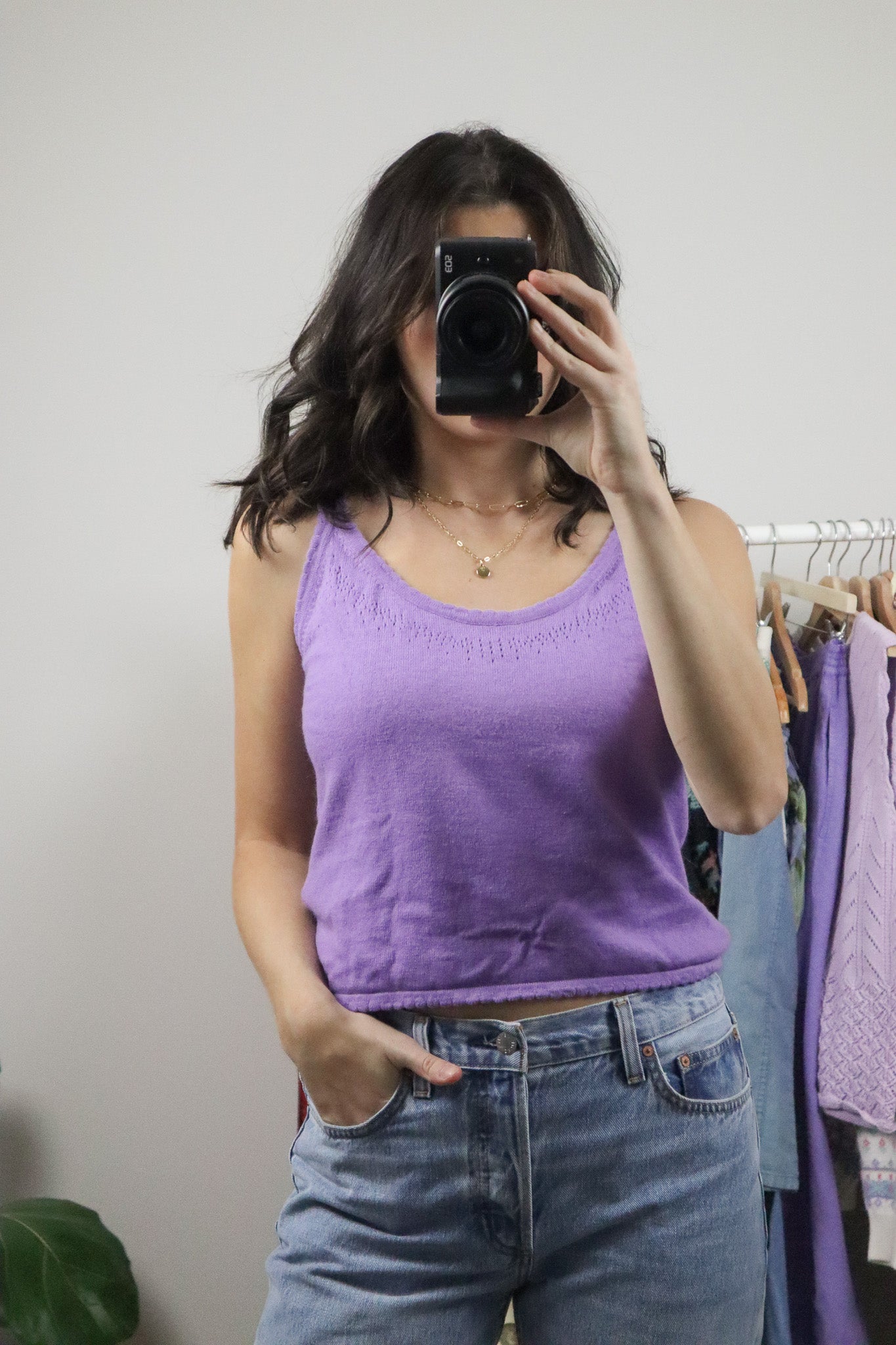 Vintage x Silk/Angora Cropped Knit Tank (4-8)