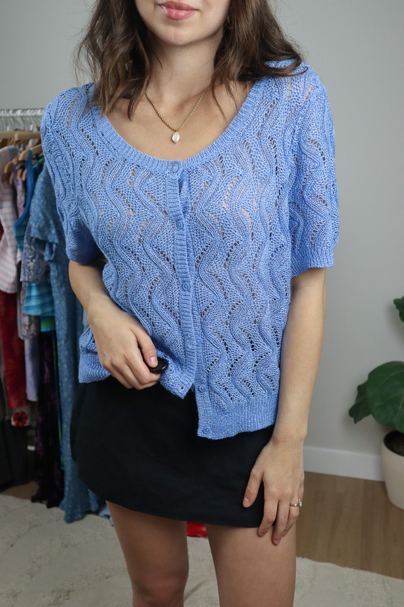 Vintage x Short-Sleeve Cardigan (L)