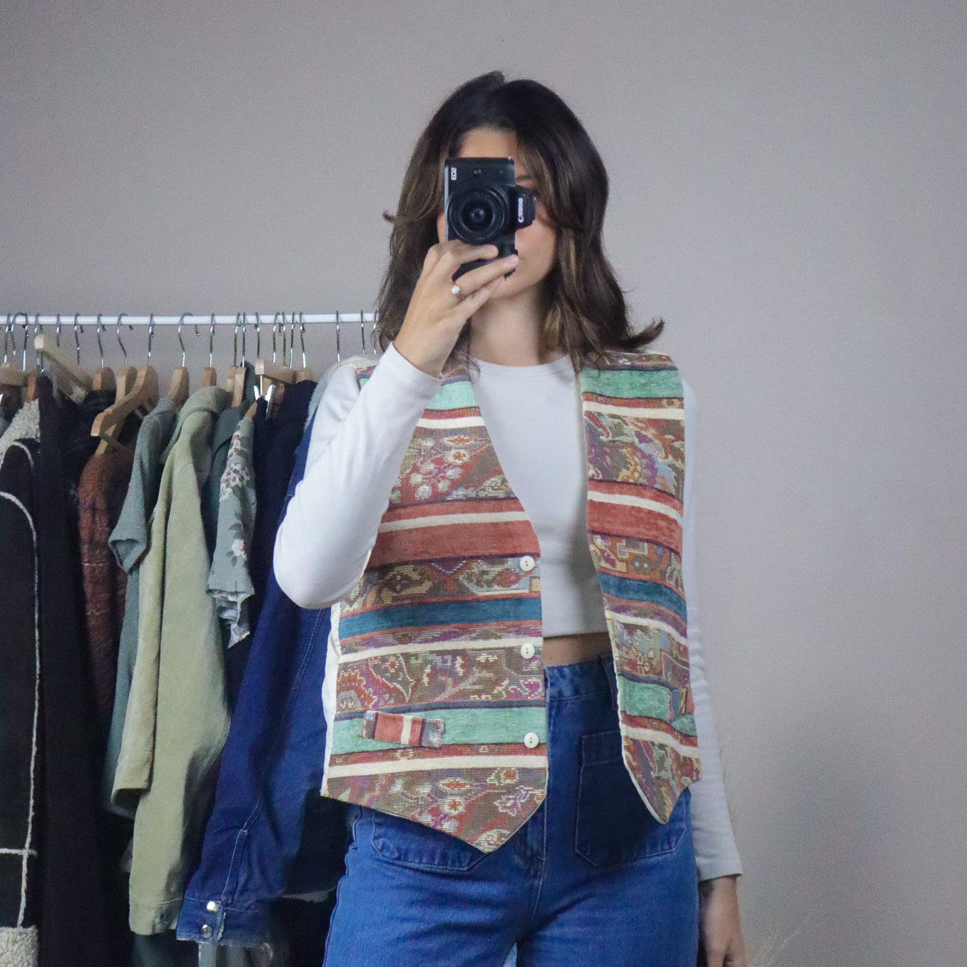 Made in Canada x Vintage x Pattered Vest (L)