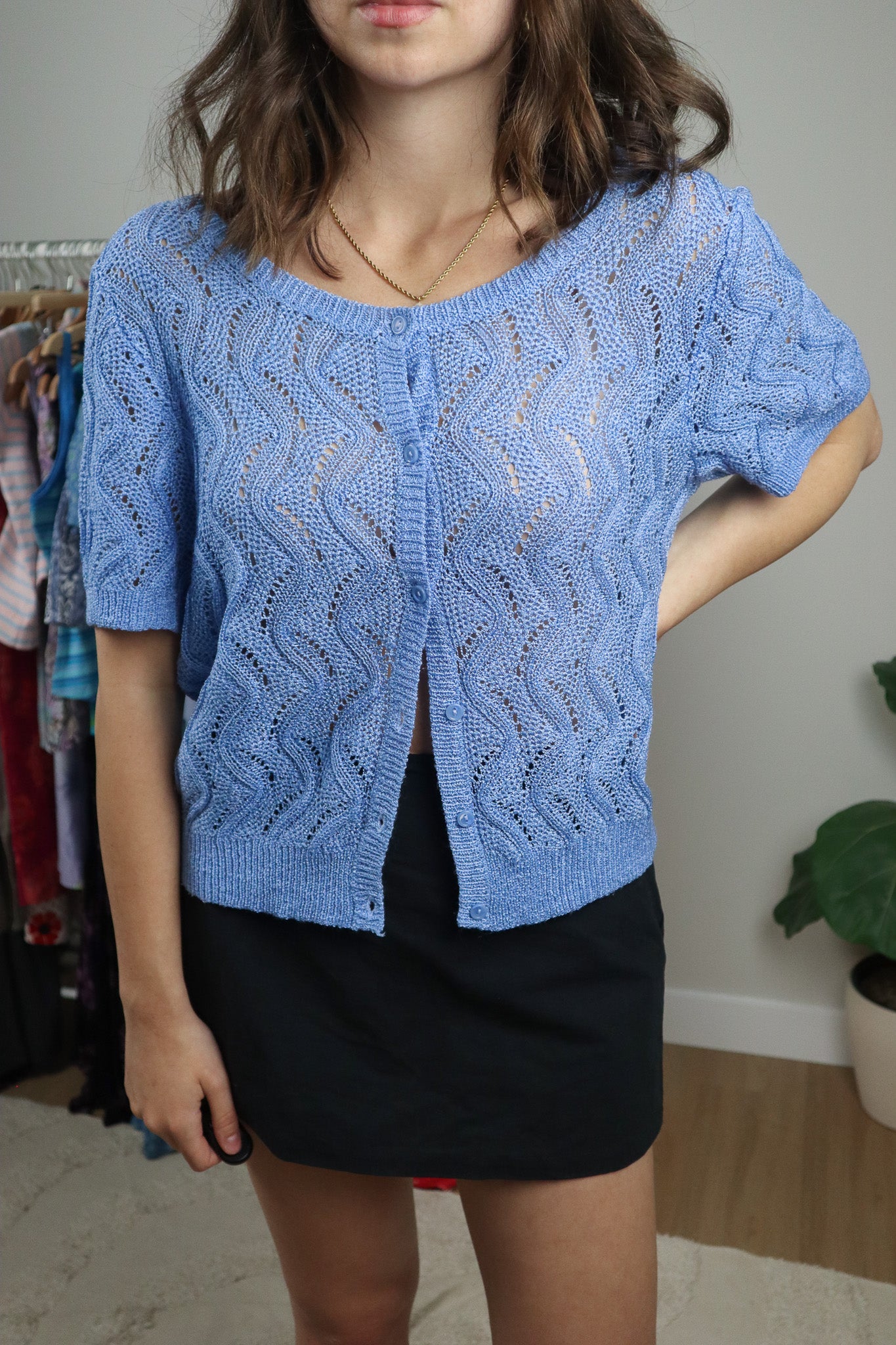 Vintage x Short-Sleeve Cardigan (L)