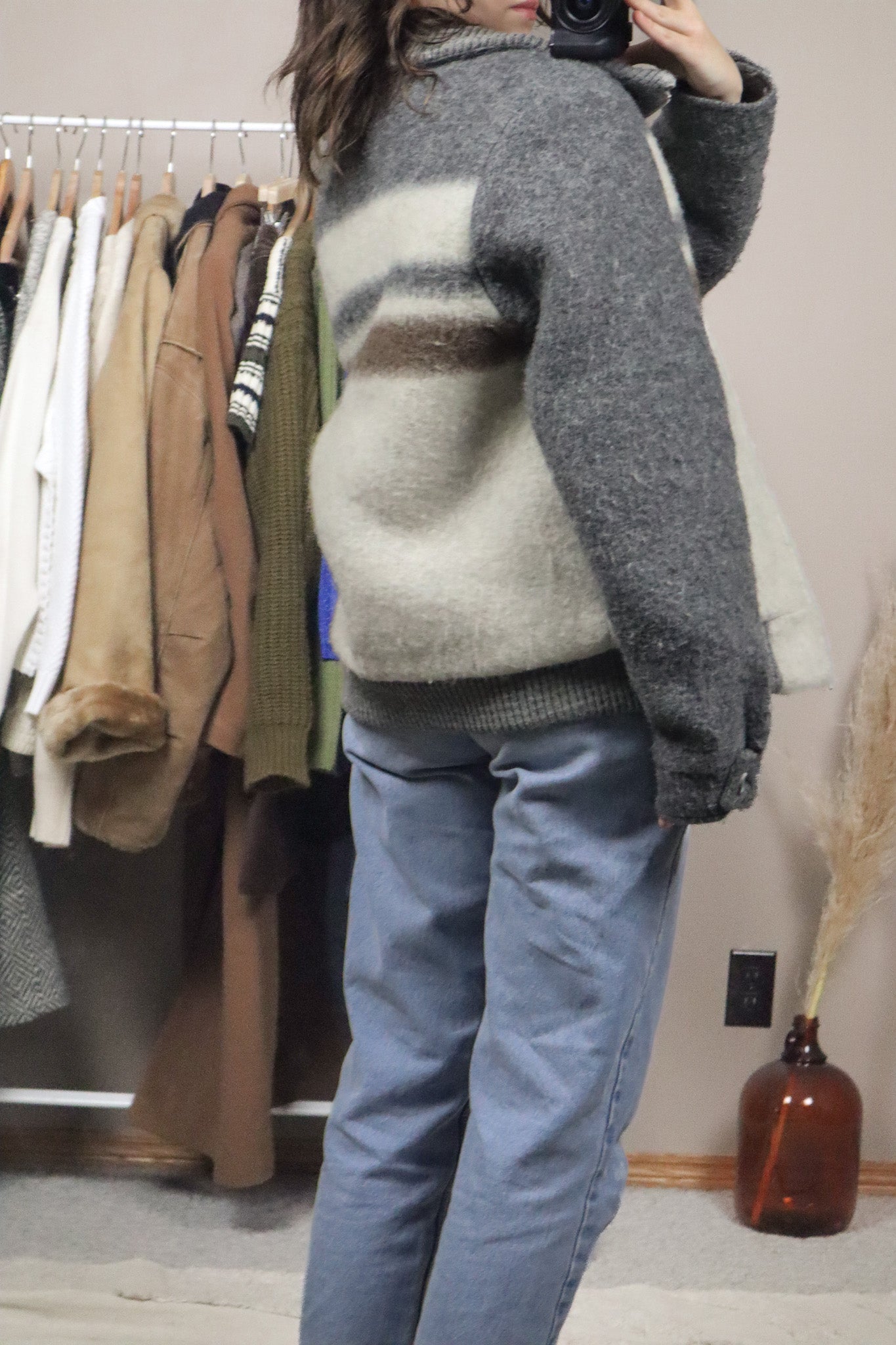 Vintage x Wool Striped Bomber Coat (M)