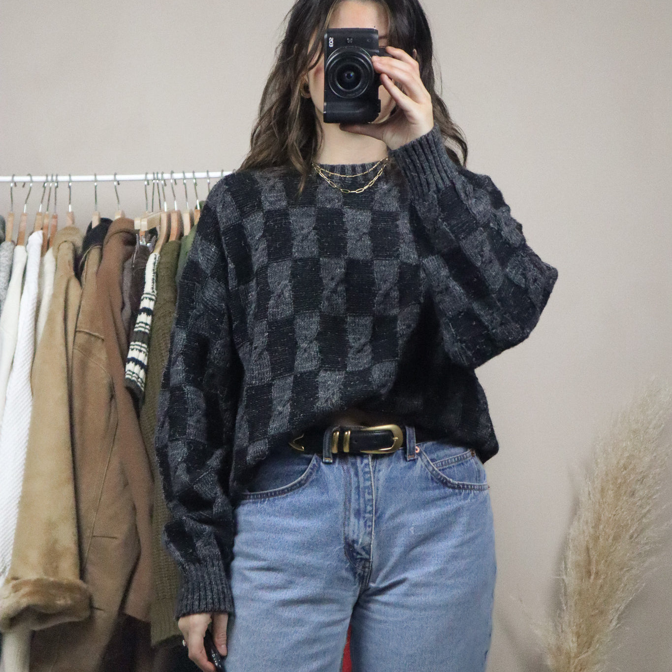 Made in Italy x Vintage x Checkered Wool Blend Knit (M/L)