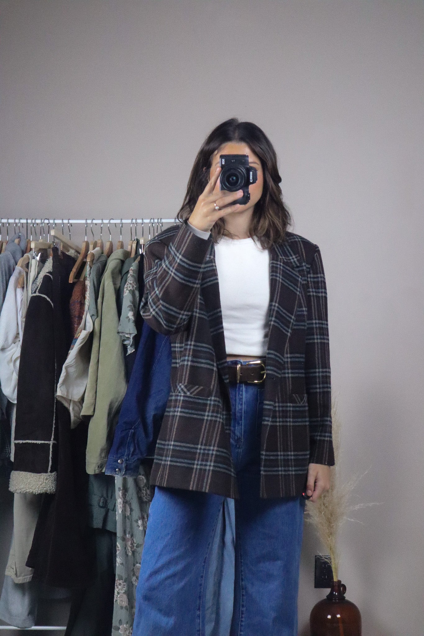 Vintage x Wool Blend Plaid Blazer (M)