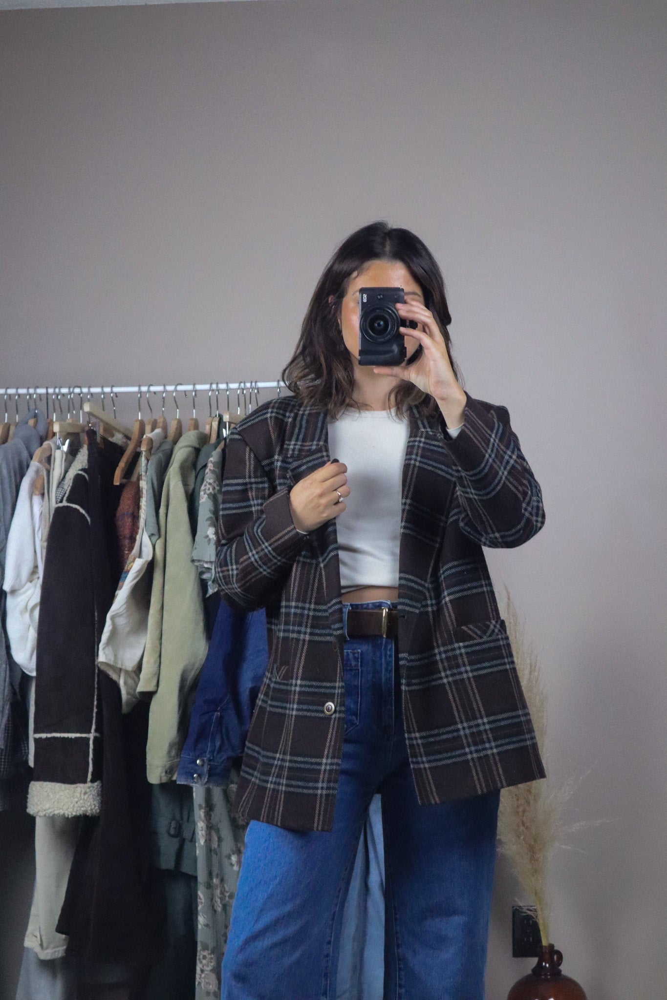 Vintage x Wool Blend Plaid Blazer (M)