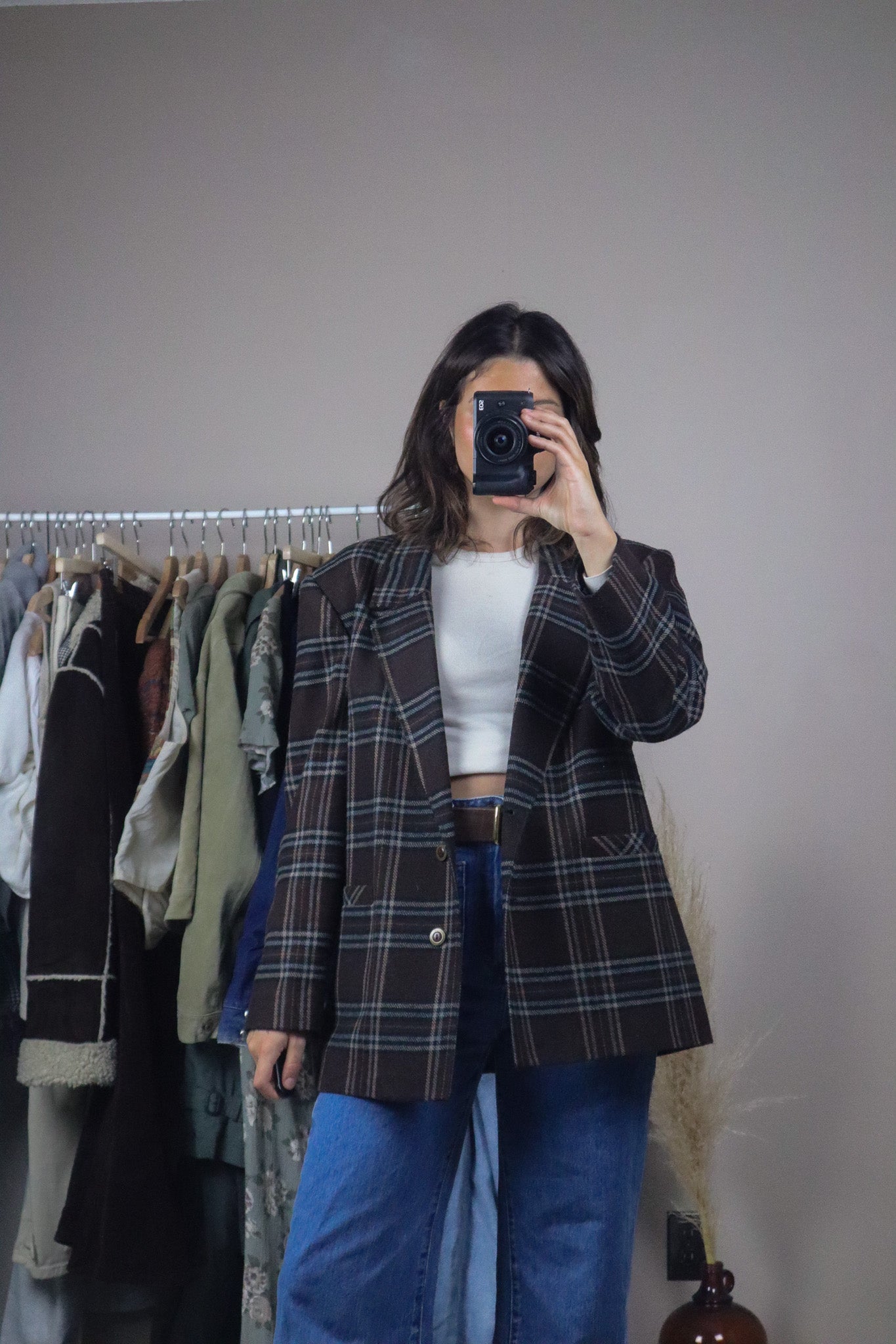 Vintage x Wool Blend Plaid Blazer (M)
