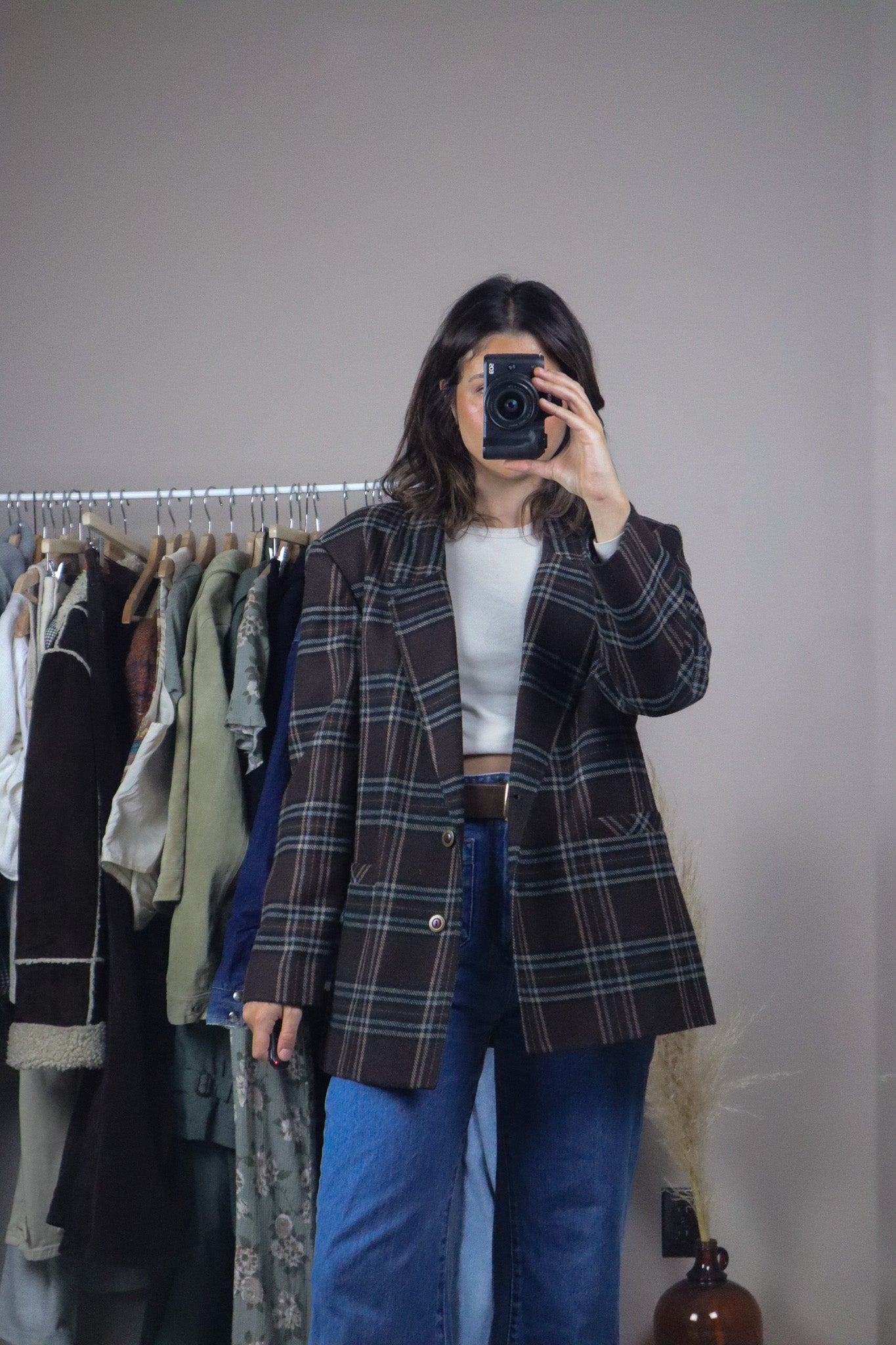 Vintage x Wool Blend Plaid Blazer (M)