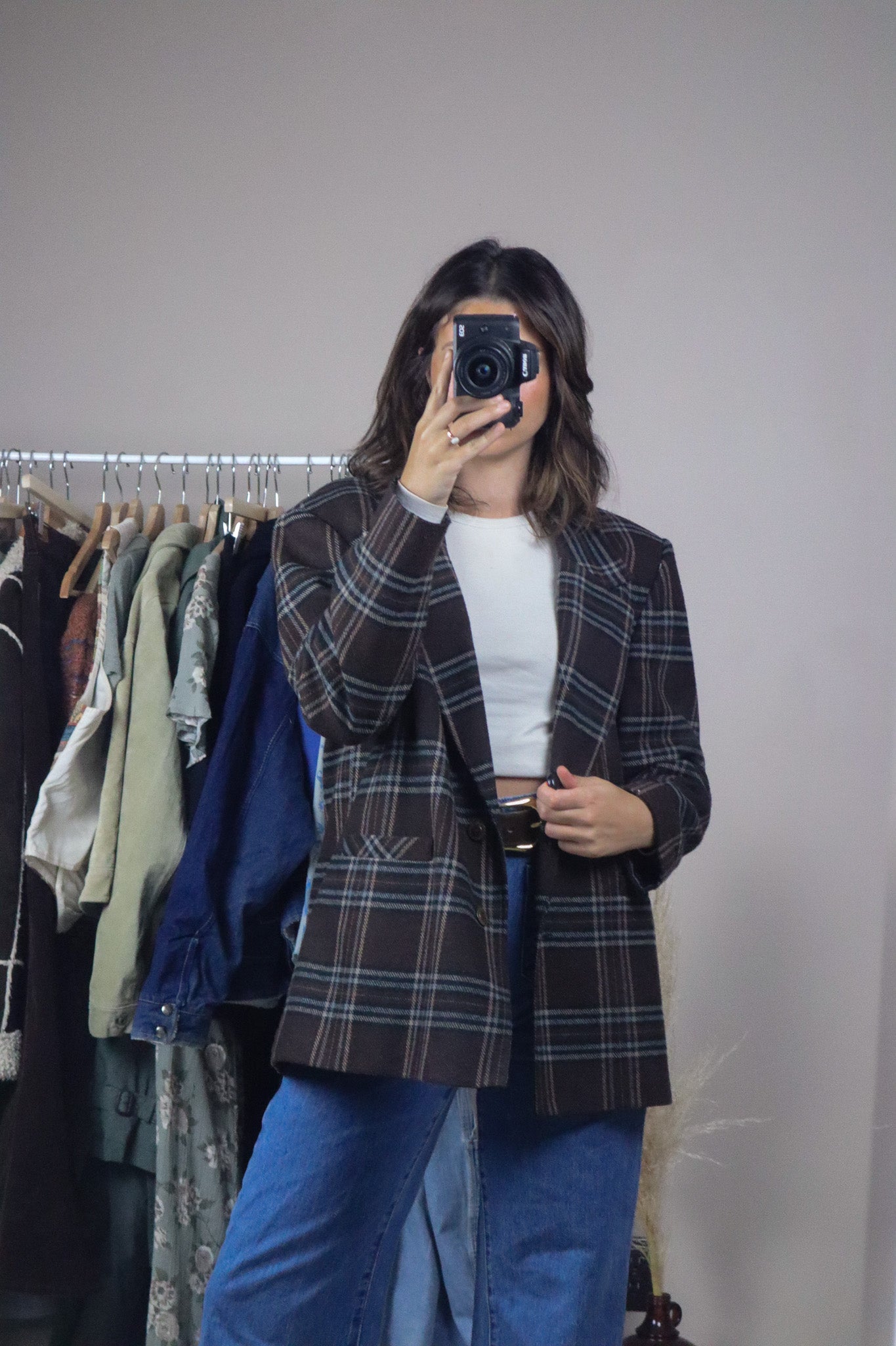 Vintage x Wool Blend Plaid Blazer (M)