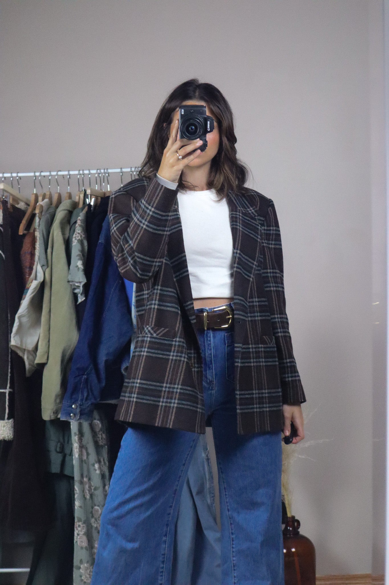 Vintage x Wool Blend Plaid Blazer (M)