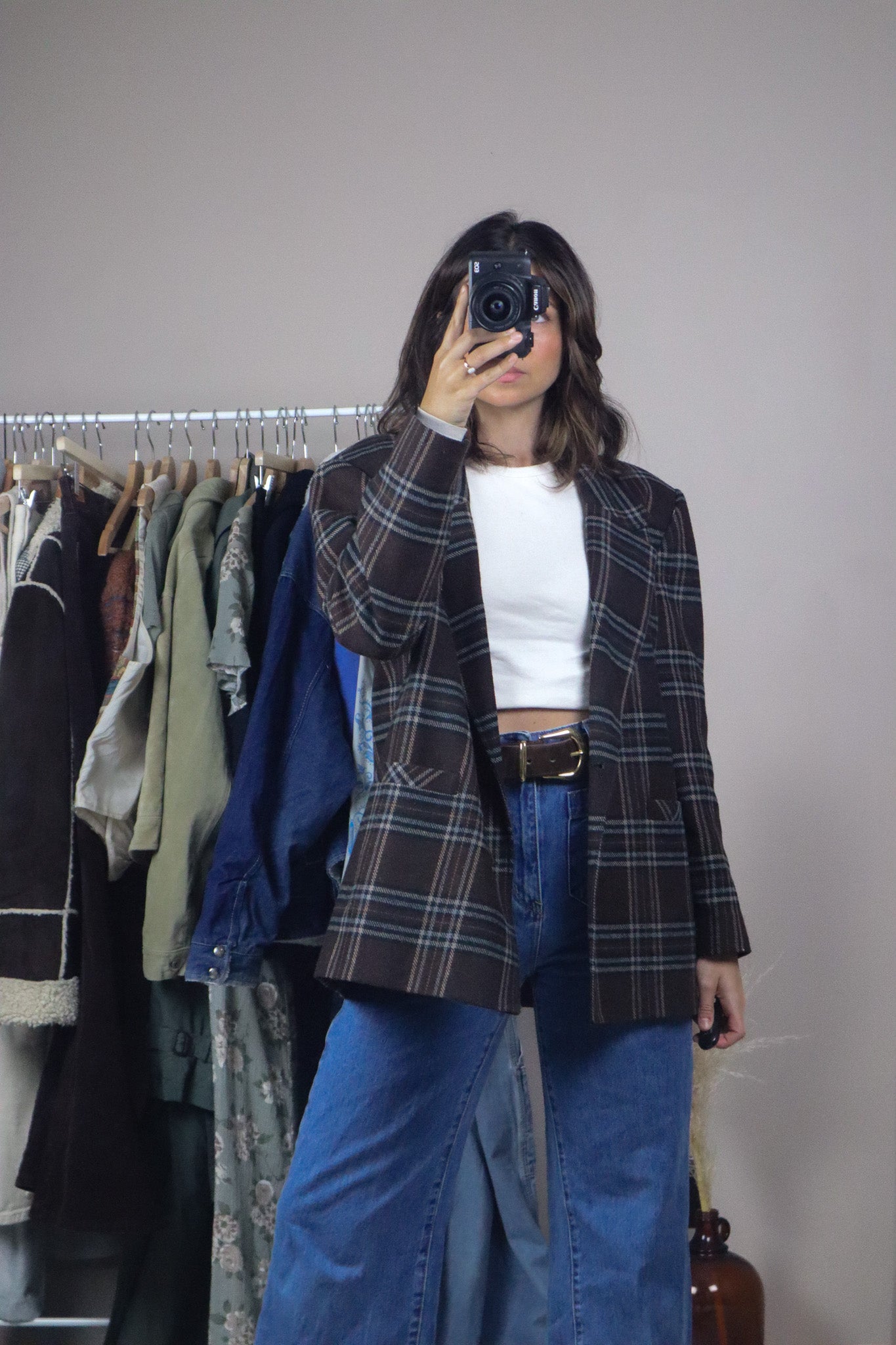 Vintage x Wool Blend Plaid Blazer (M)