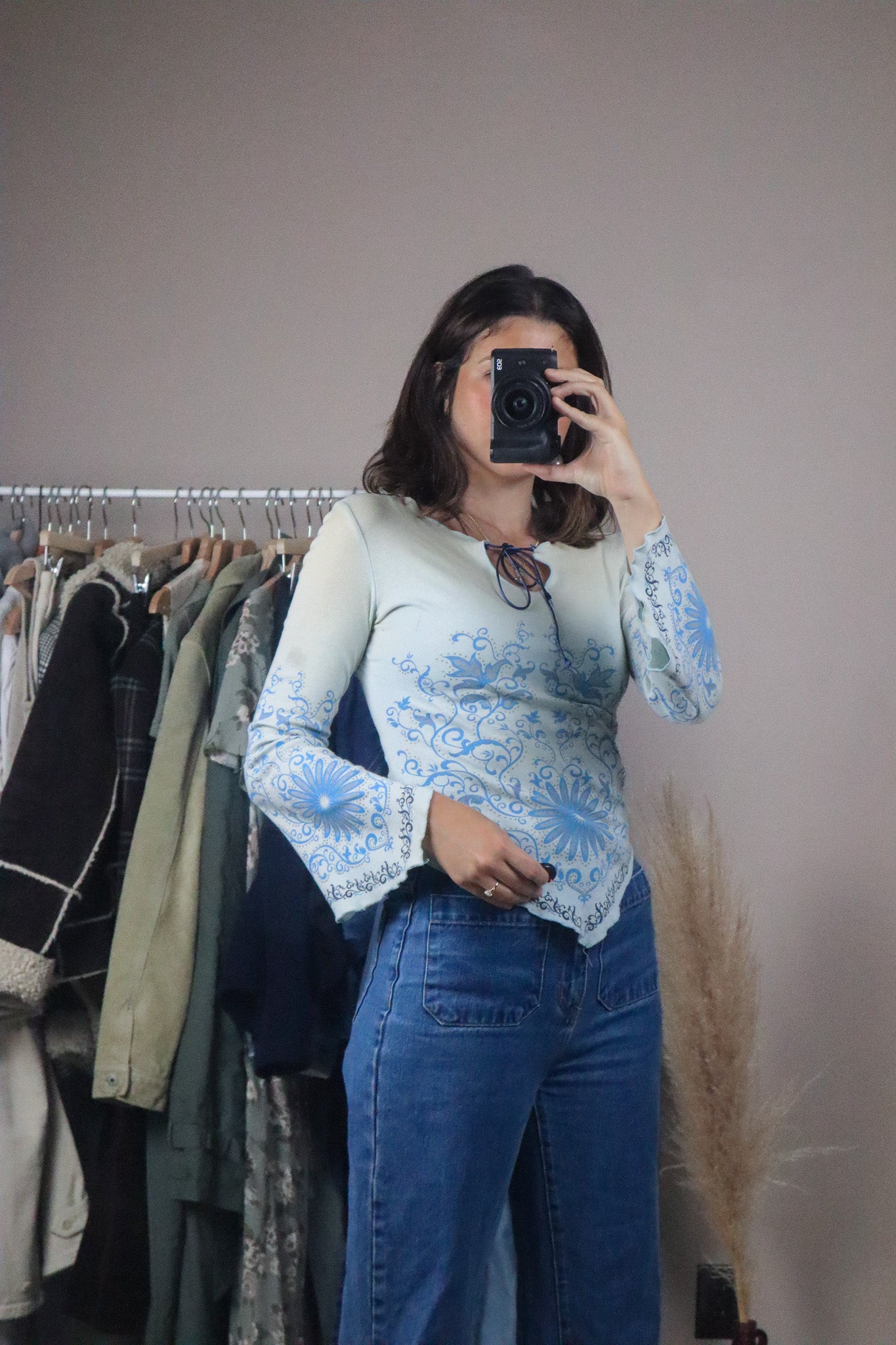 Made in USA x Vintage x Patterned Long-Sleeve (S)