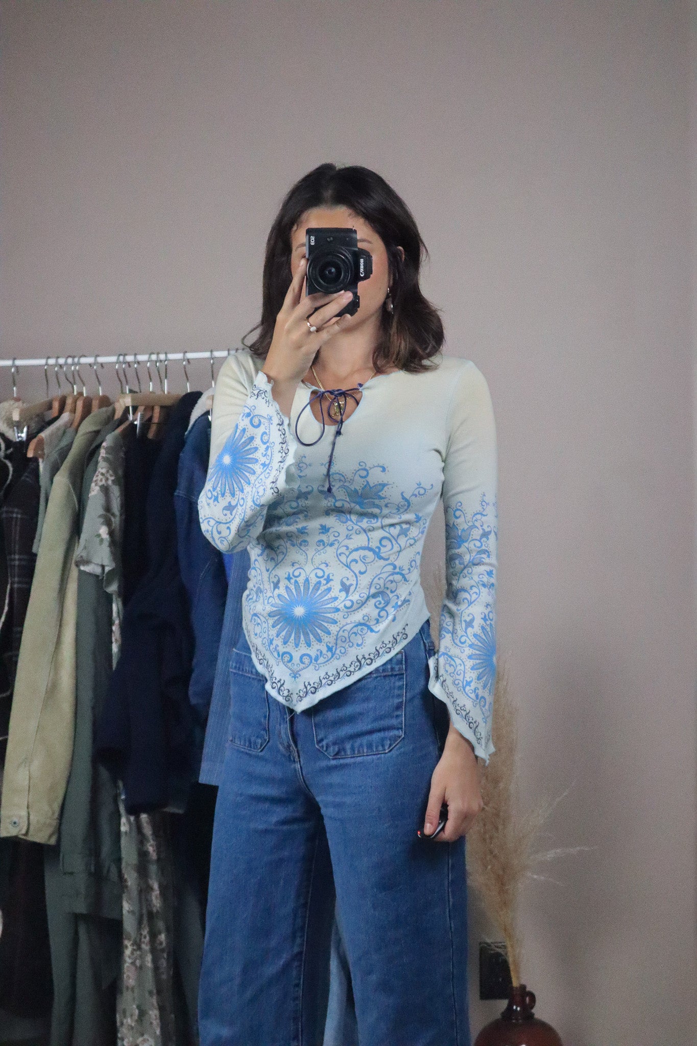 Made in USA x Vintage x Patterned Long-Sleeve (S)