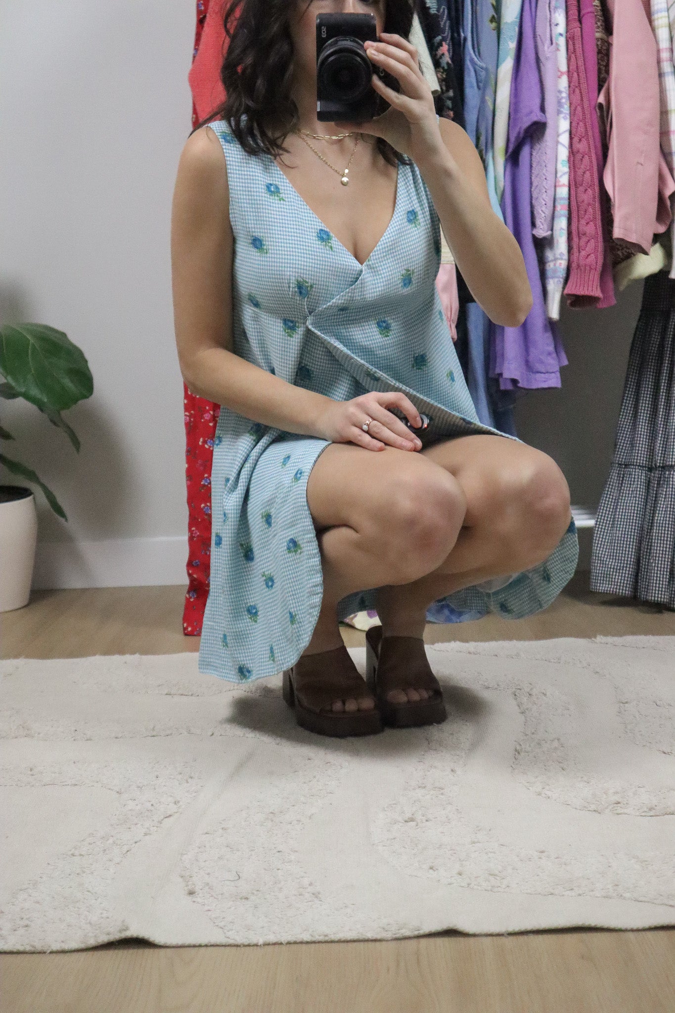 Handmade x Floral Gingham Mini Dress (4/6)