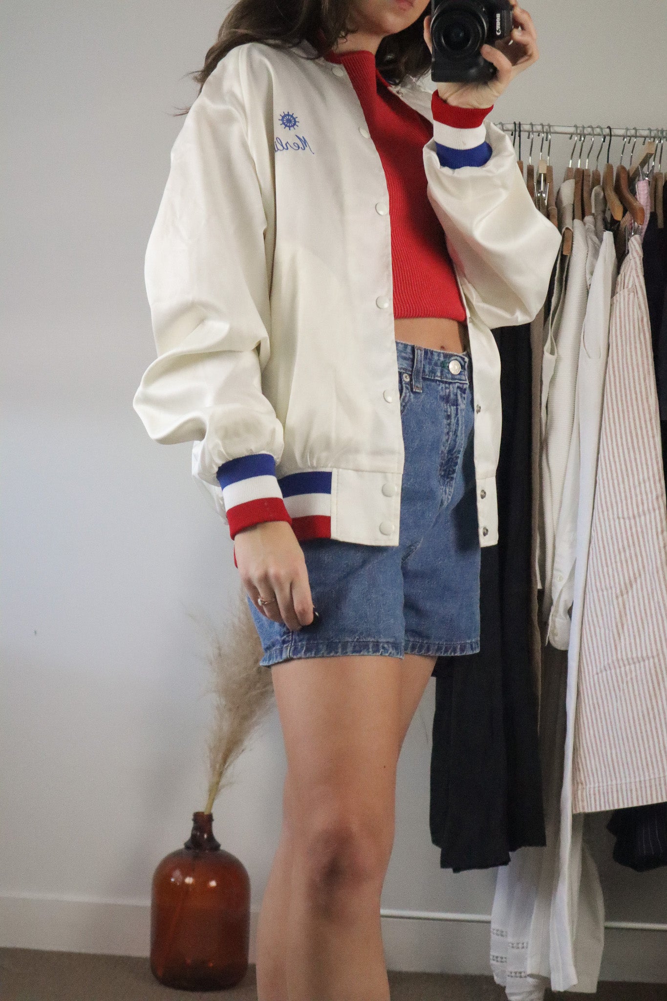 Made in USA x Vintage x Satin Bomber Jacket (M/L)
