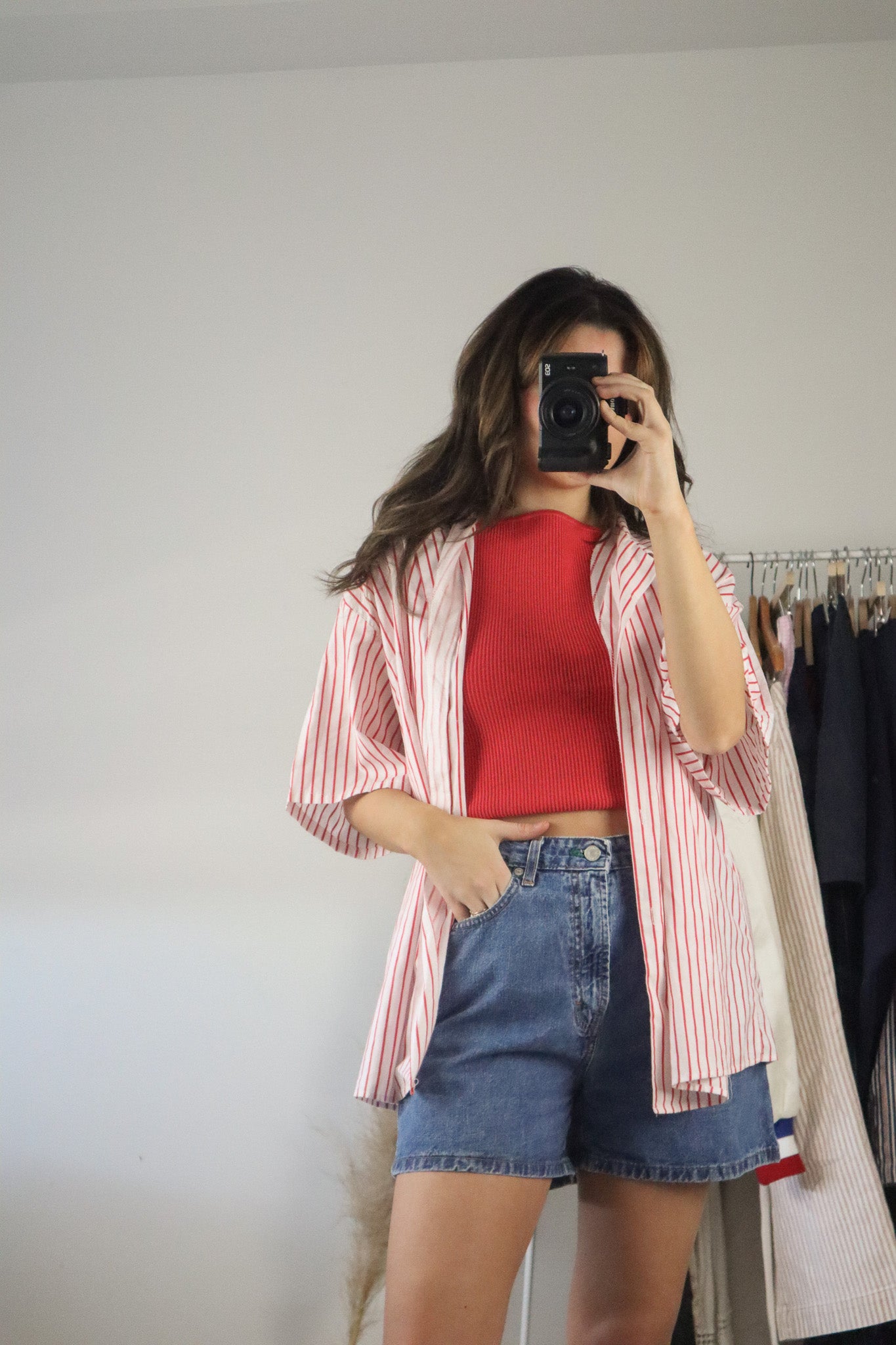 Made in Canada x Vintage x Striped Short-Sleeve Blouse (M)