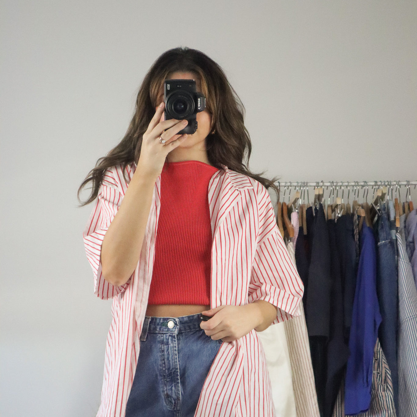 Made in Canada x Vintage x Striped Short-Sleeve Blouse (M)