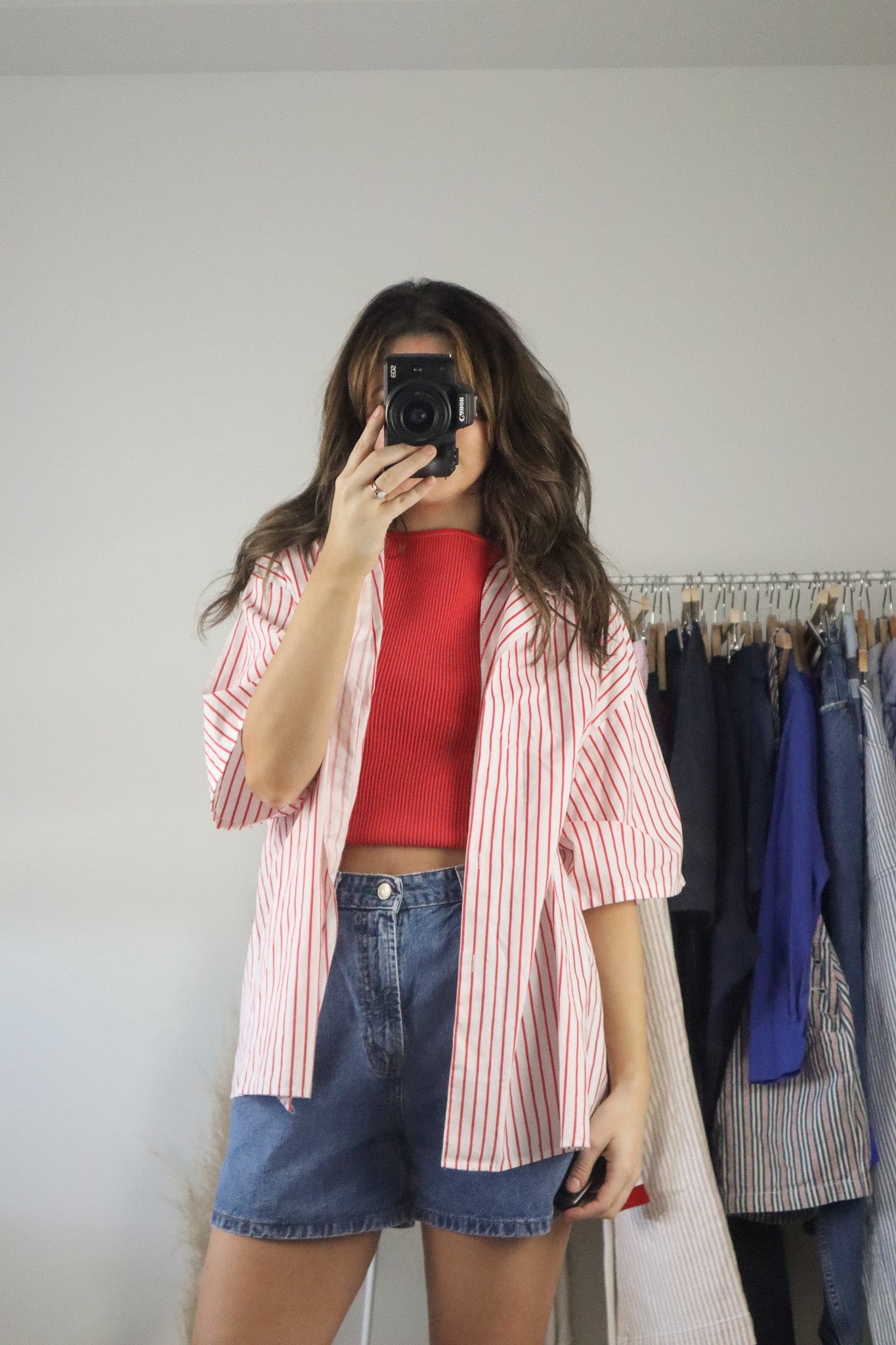 Made in Canada x Vintage x Striped Short-Sleeve Blouse (M)
