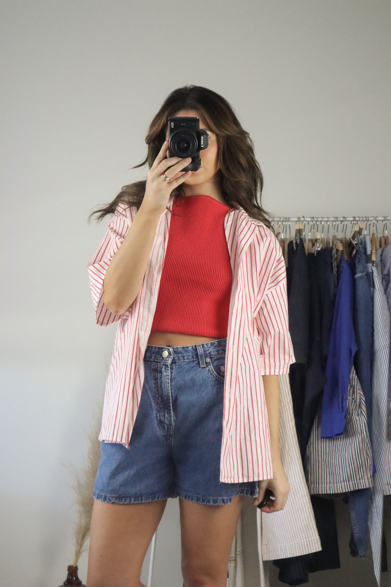 Made in Canada x Vintage x Striped Short-Sleeve Blouse (M)