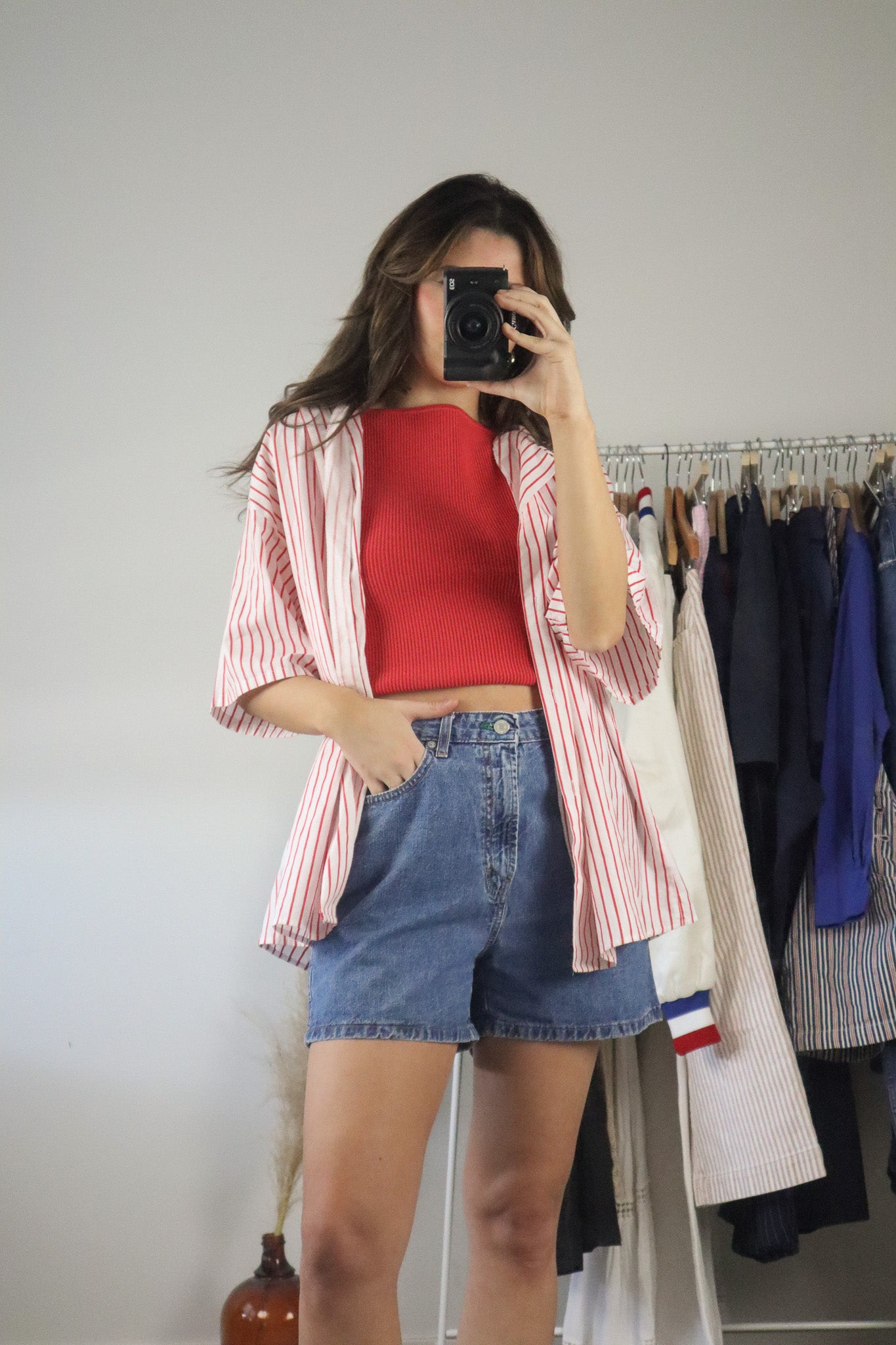 Made in Canada x Vintage x Striped Short-Sleeve Blouse (M)