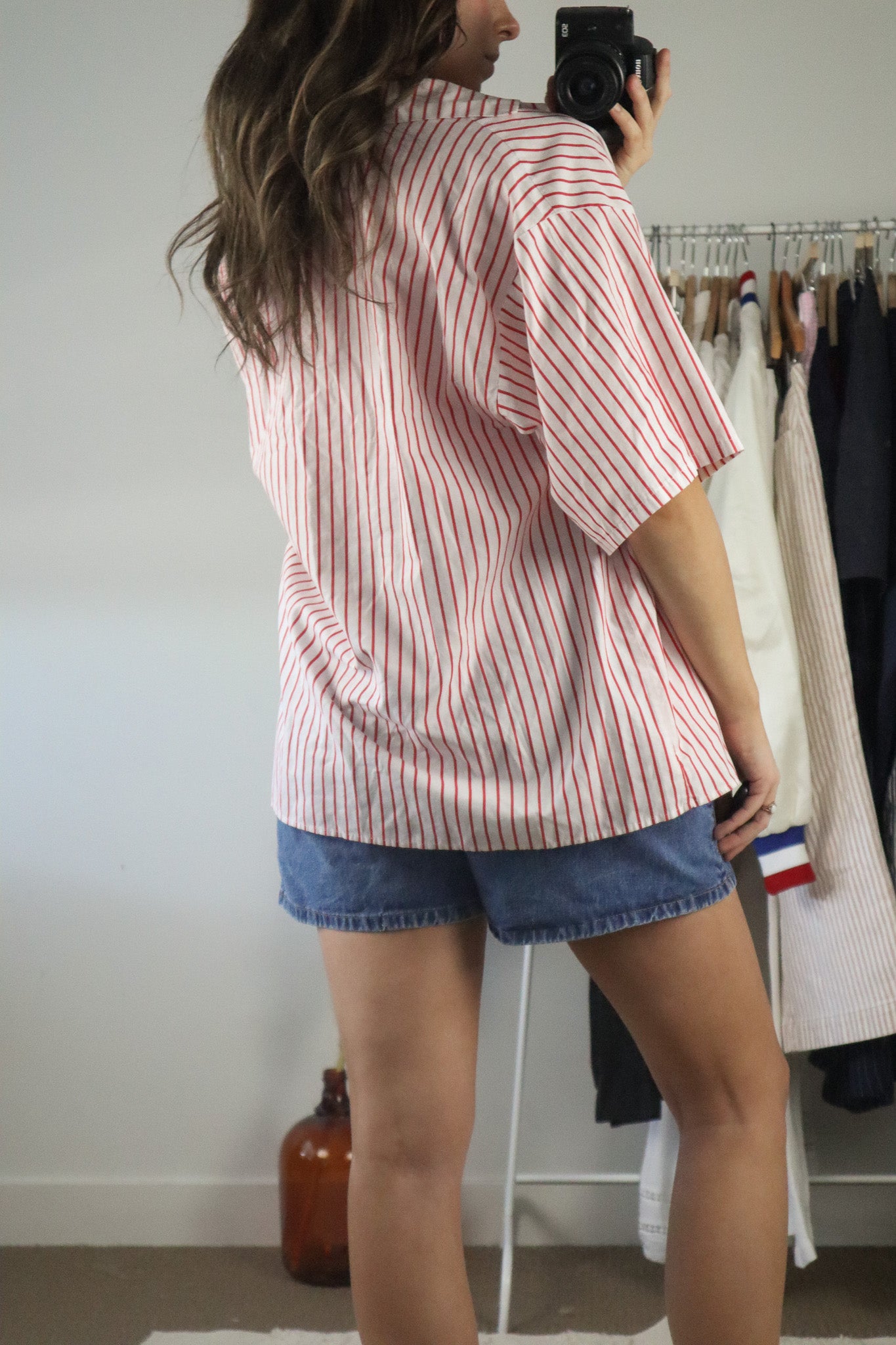 Made in Canada x Vintage x Striped Short-Sleeve Blouse (M)