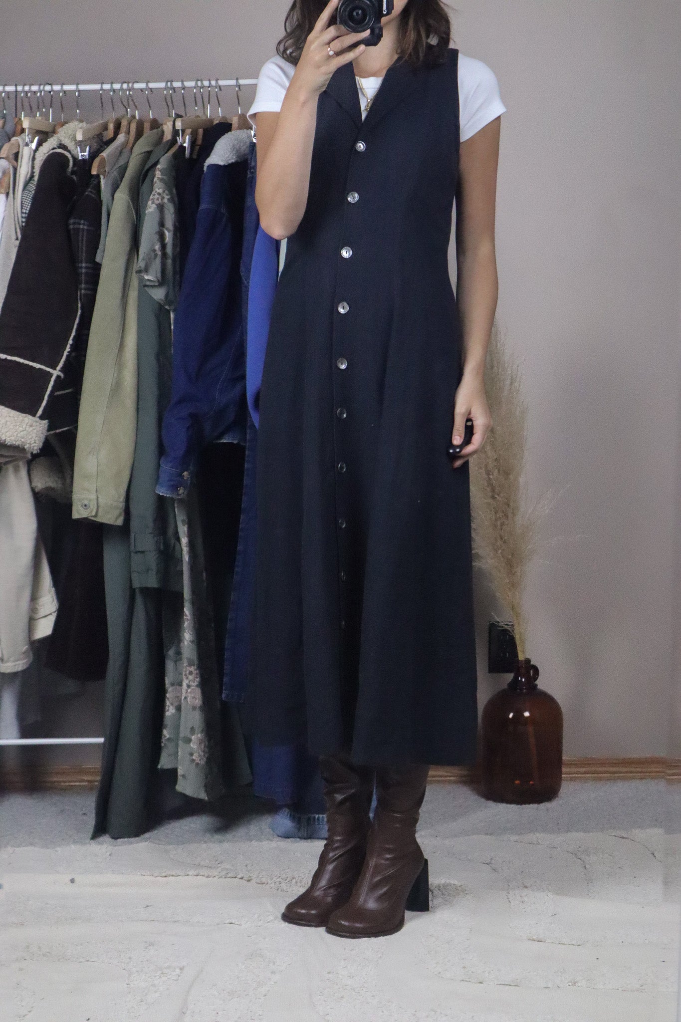 Vintage x Linen Blend Button Maxi Dress (4/6)