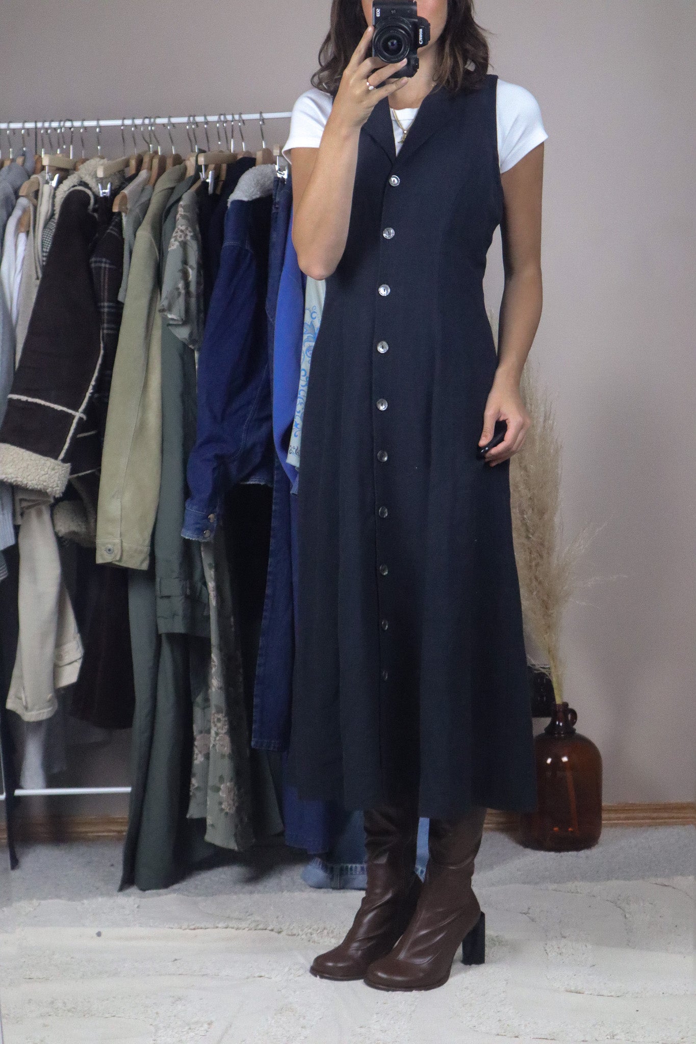 Vintage x Linen Blend Button Maxi Dress (4/6)