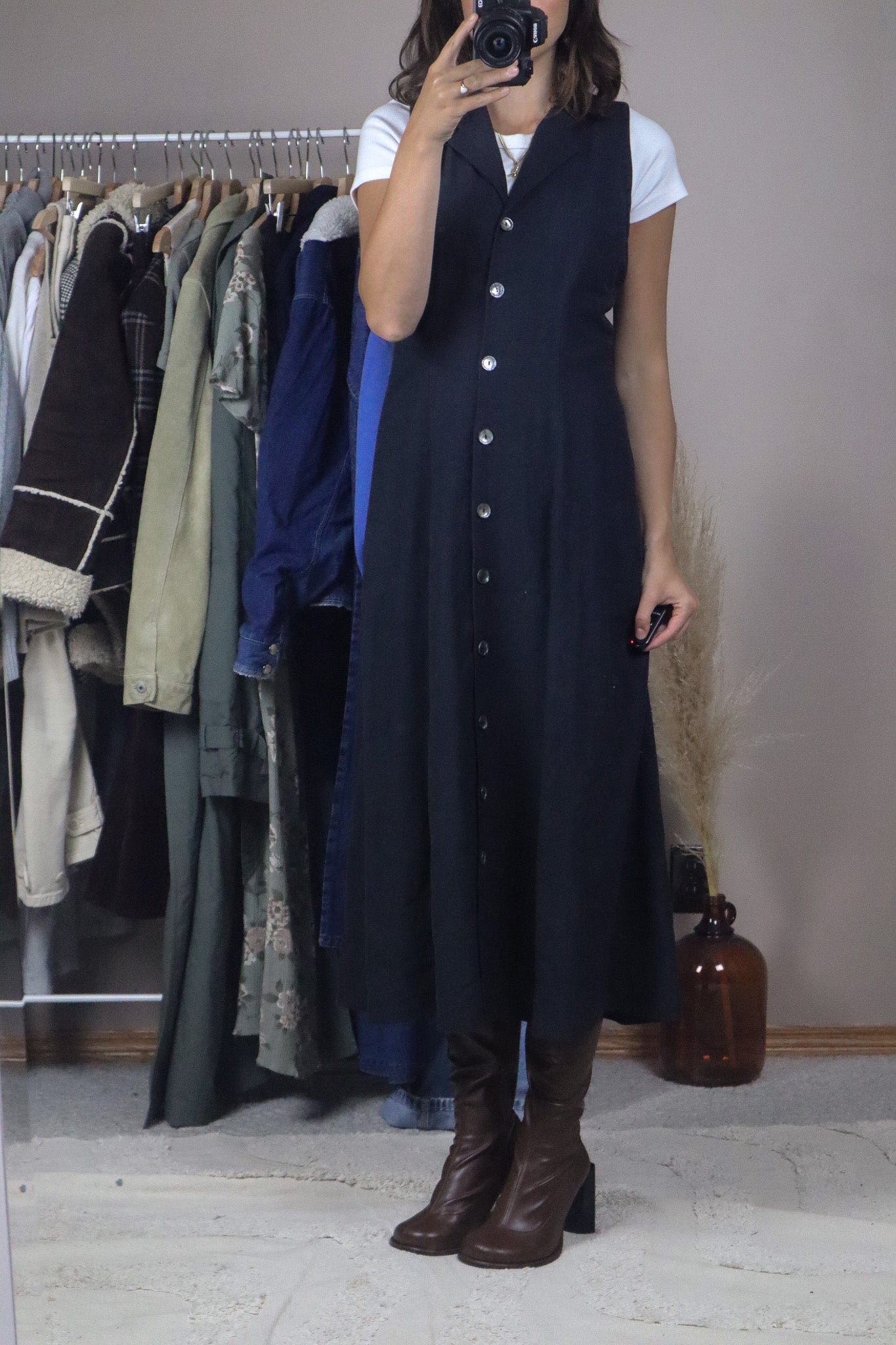 Vintage x Linen Blend Button Maxi Dress (4/6)