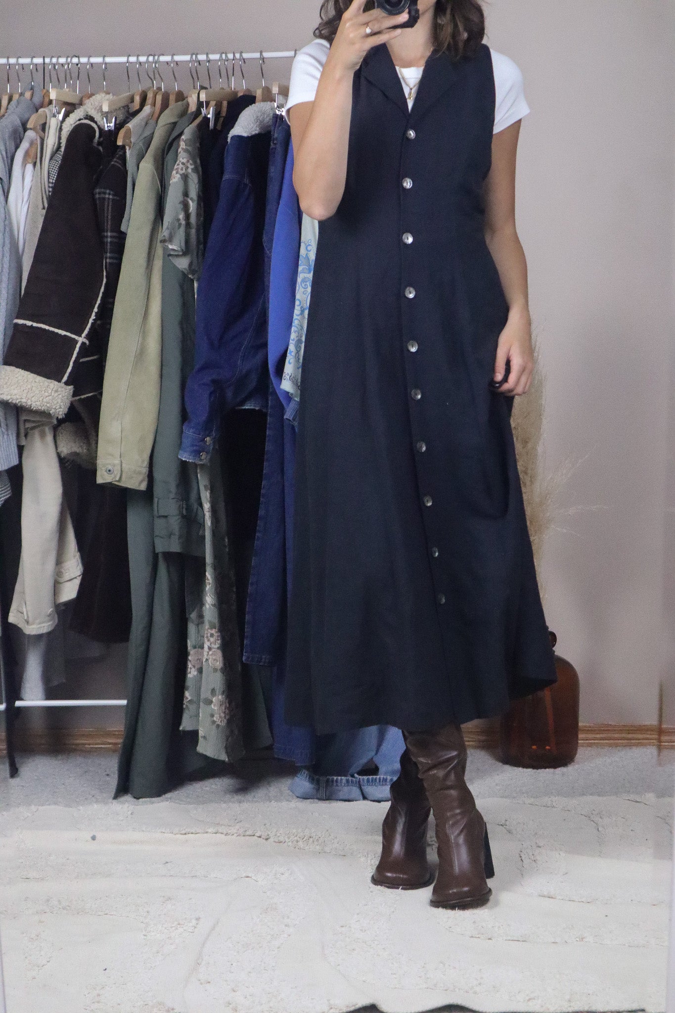Vintage x Linen Blend Button Maxi Dress (4/6)