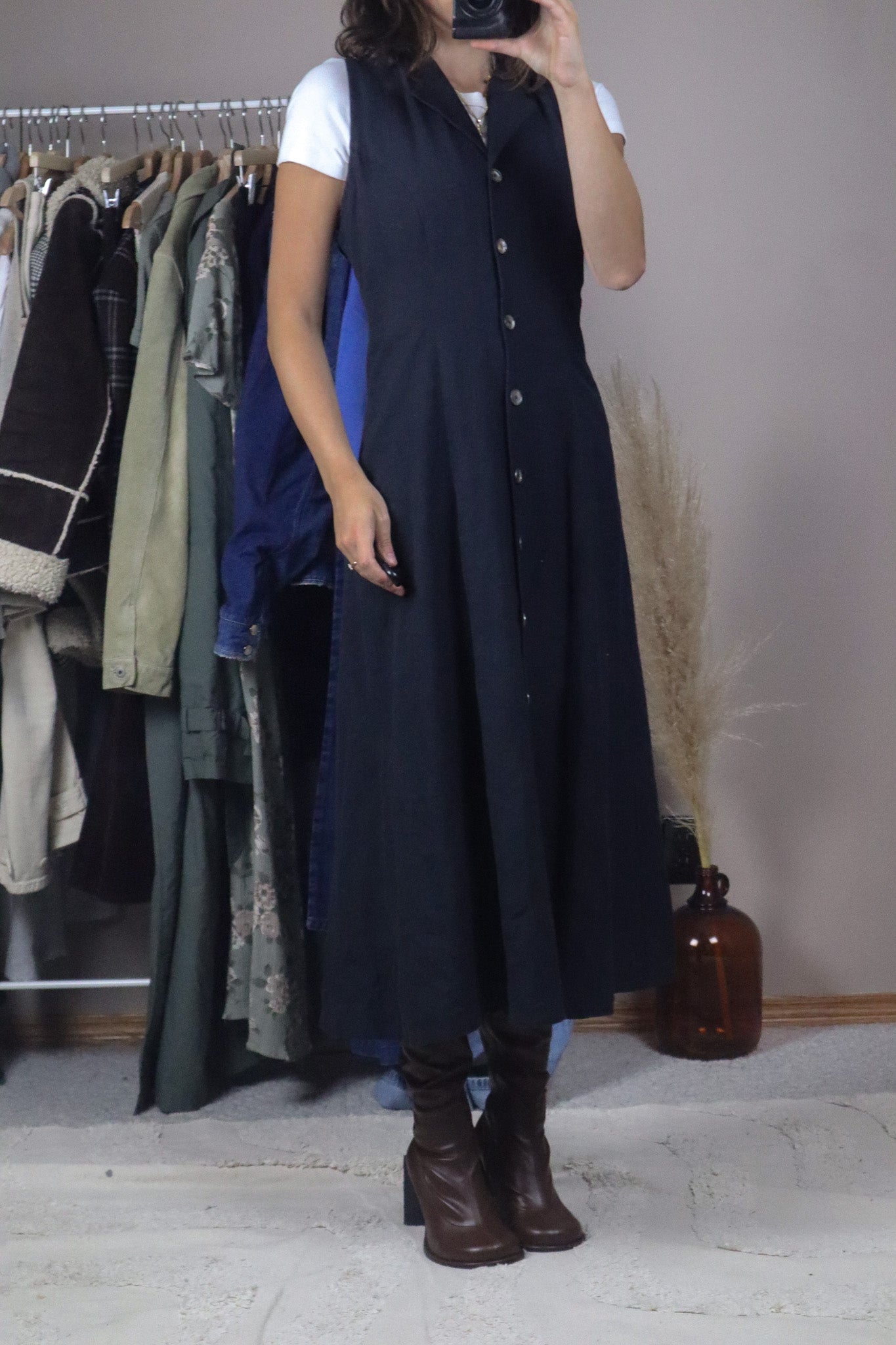 Vintage x Linen Blend Button Maxi Dress (4/6)