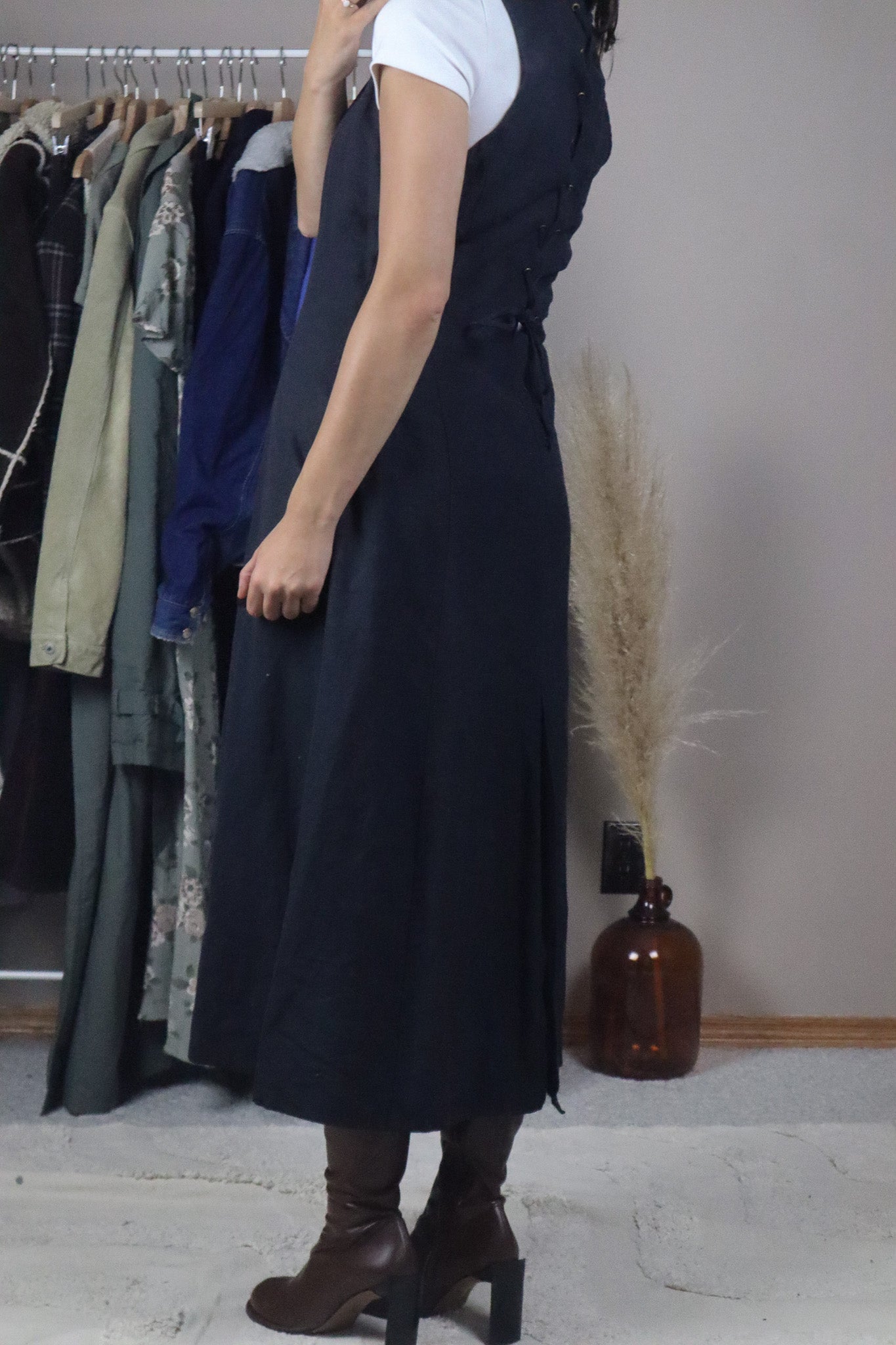 Vintage x Linen Blend Button Maxi Dress (4/6)