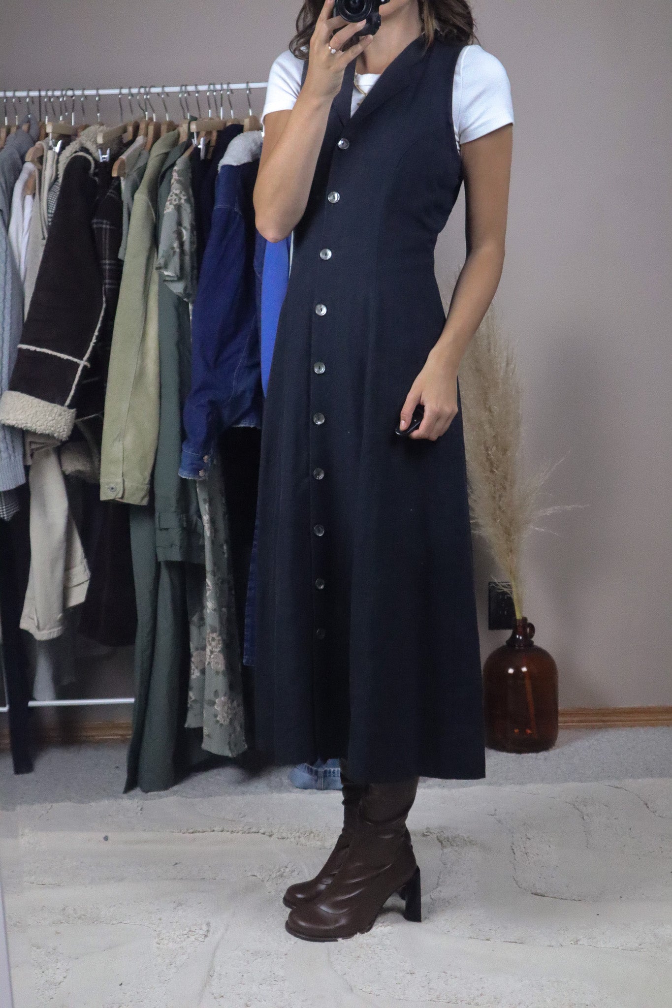 Vintage x Linen Blend Button Maxi Dress (4/6)