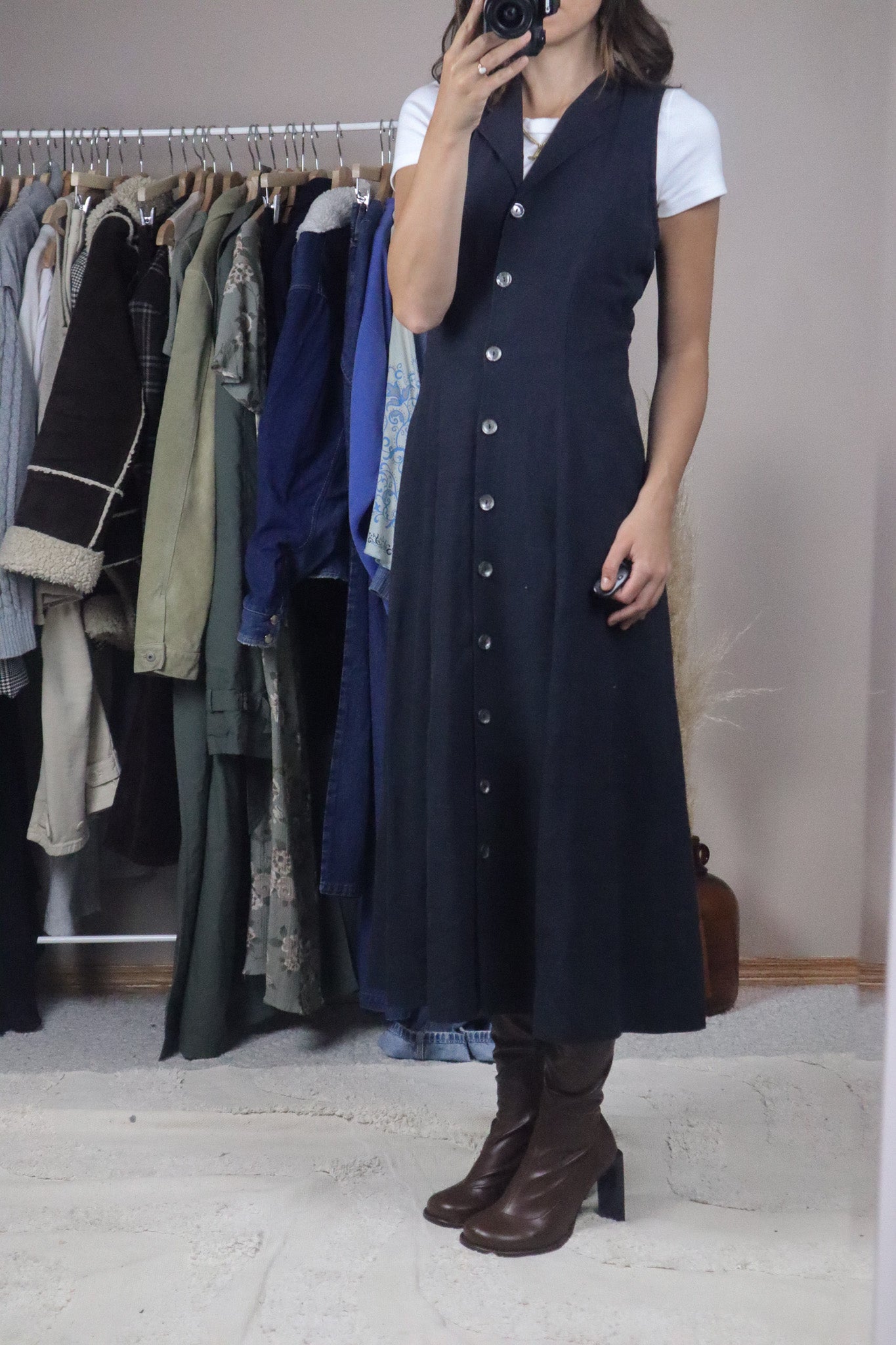 Vintage x Linen Blend Button Maxi Dress (4/6)