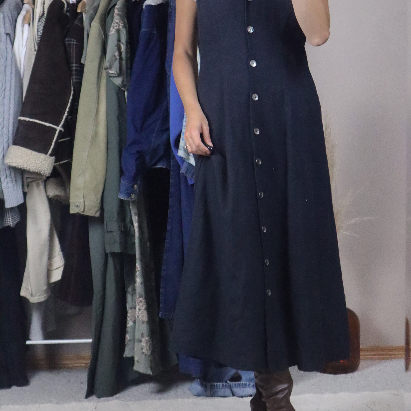 Vintage x Linen Blend Button Maxi Dress (4/6)