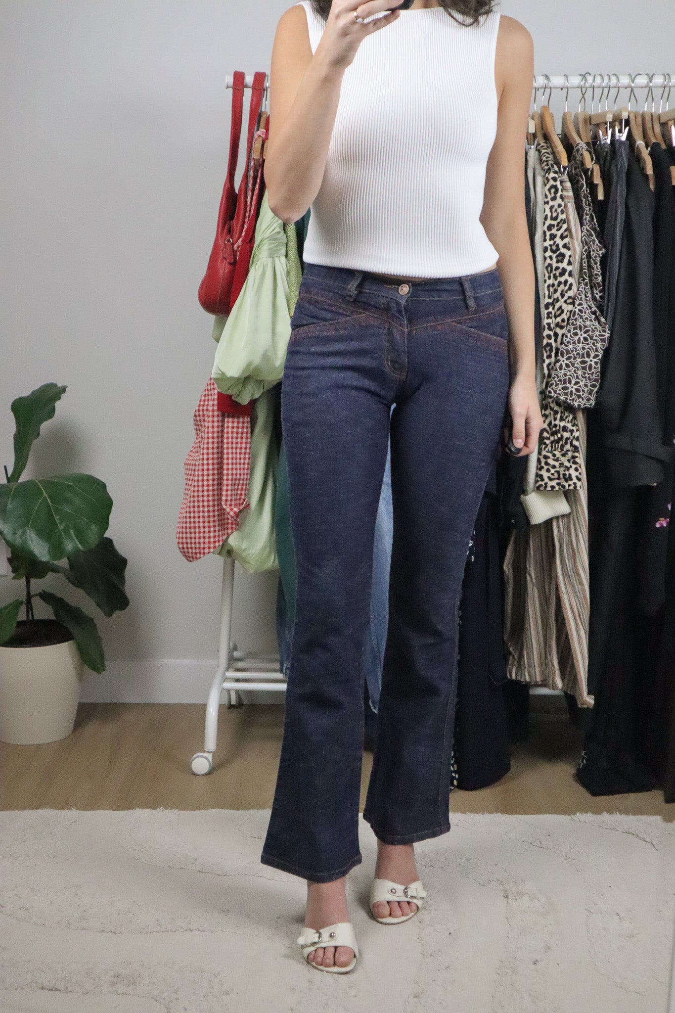 Vintage x Low-Rise Stitched Jeans (0)