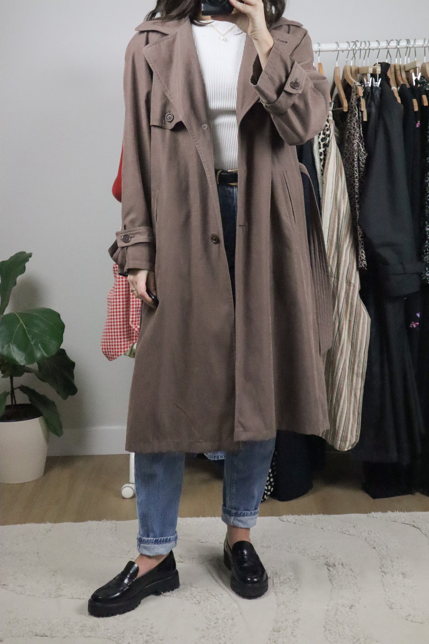 Vintage x Utex x Faux Suede Trench Coat (M)