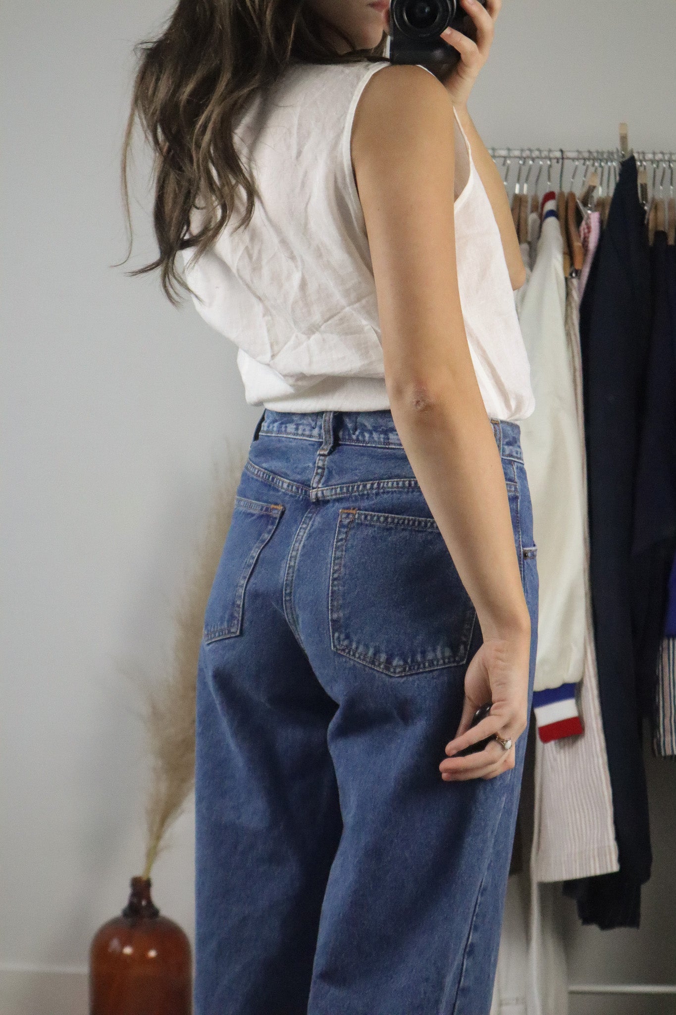 Vintage x Linen Button-Up Tank (L)