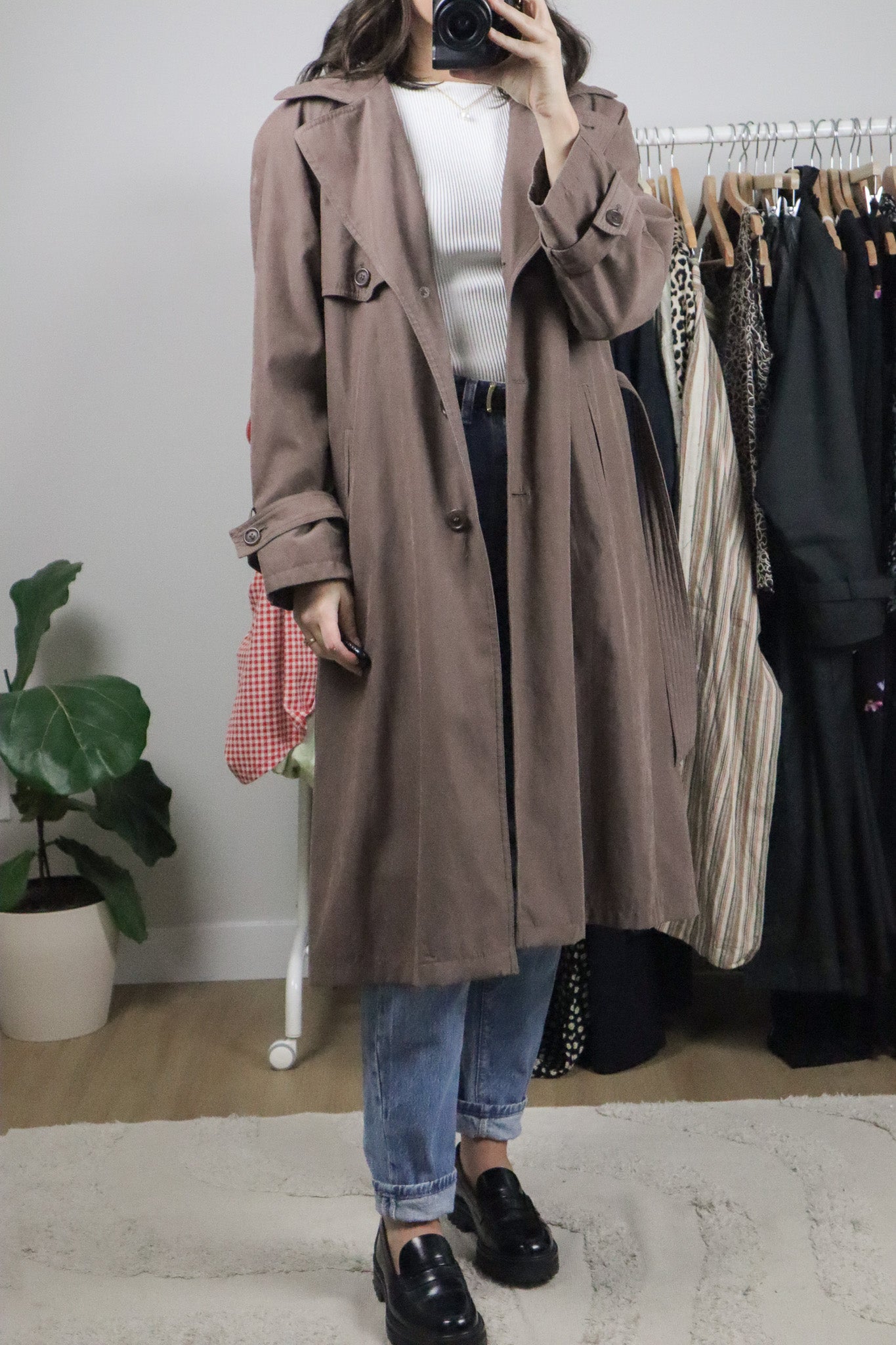 Vintage x Utex x Faux Suede Trench Coat (M)