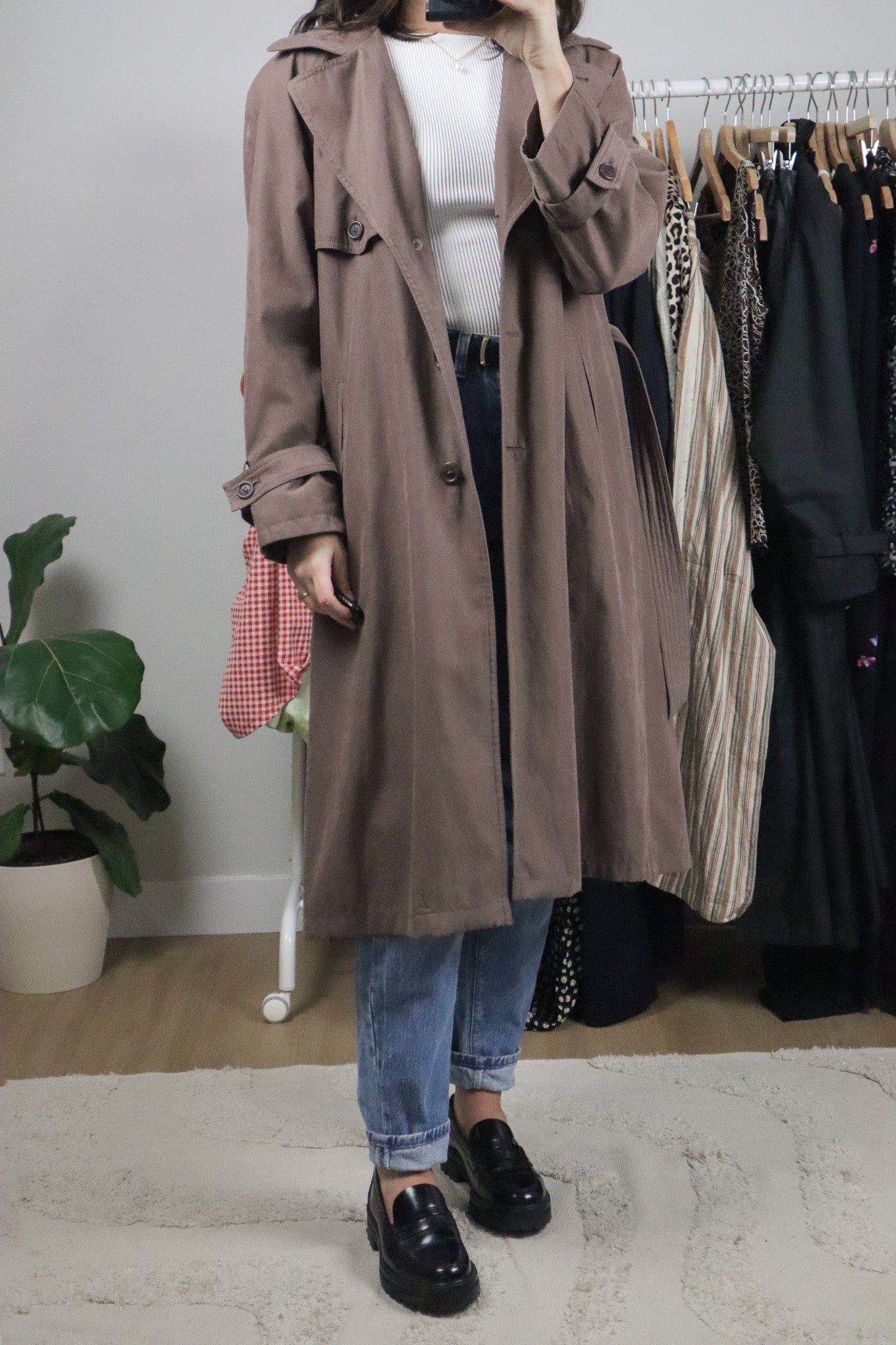 Vintage x Utex x Faux Suede Trench Coat (M)