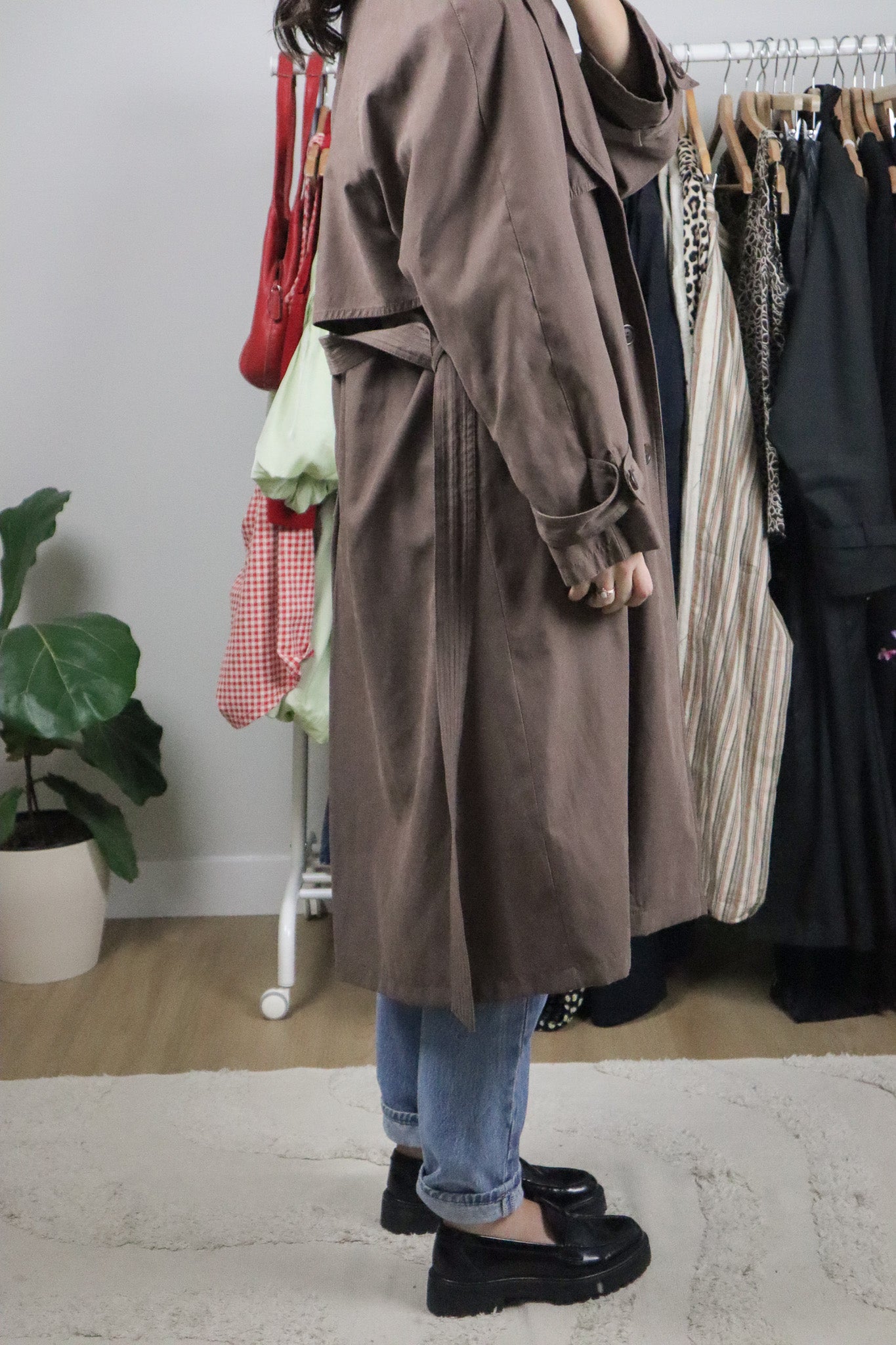 Vintage x Utex x Faux Suede Trench Coat (M)