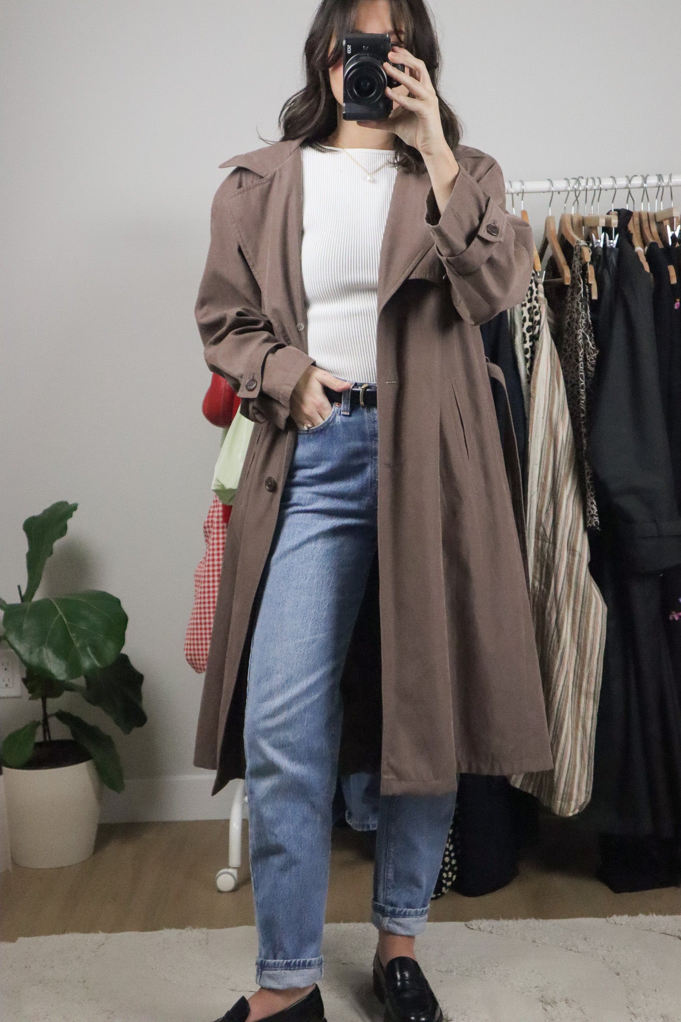 Vintage x Utex x Faux Suede Trench Coat (M)